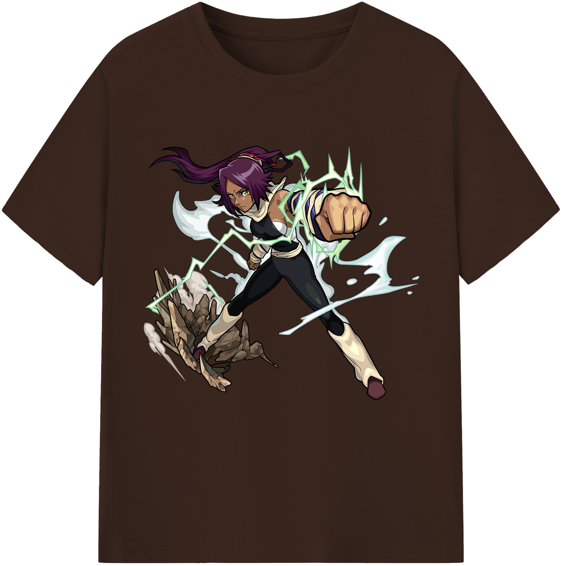 （画像用） ブリーチ 四楓院 夜一（しほういん よるいち） BLEACH Shihouin Yoruichi 綿100％半袖Tシャツ（フロントプリント）