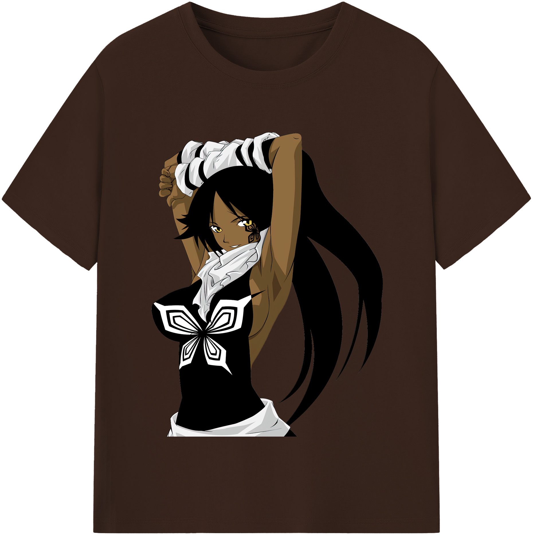 （画像用） ブリーチ 四楓院 夜一（しほういん よるいち） BLEACH Shihouin Yoruichi 綿100％半袖Tシャツ（フロントプリント）