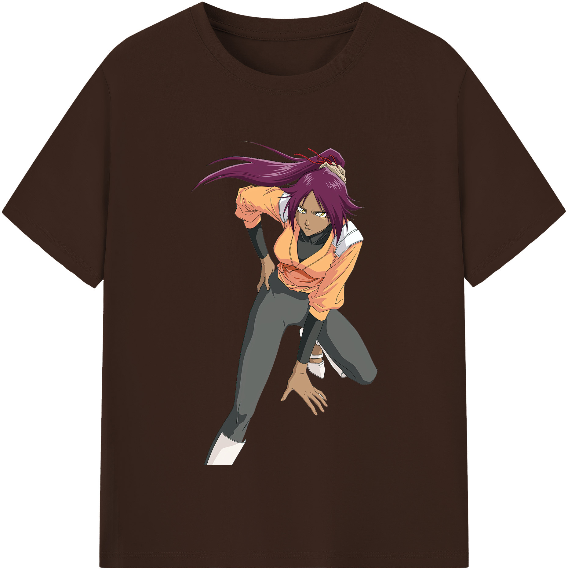 （画像用） ブリーチ 四楓院 夜一（しほういん よるいち） BLEACH Shihouin Yoruichi 綿100％半袖Tシャツ（フロントプリント）