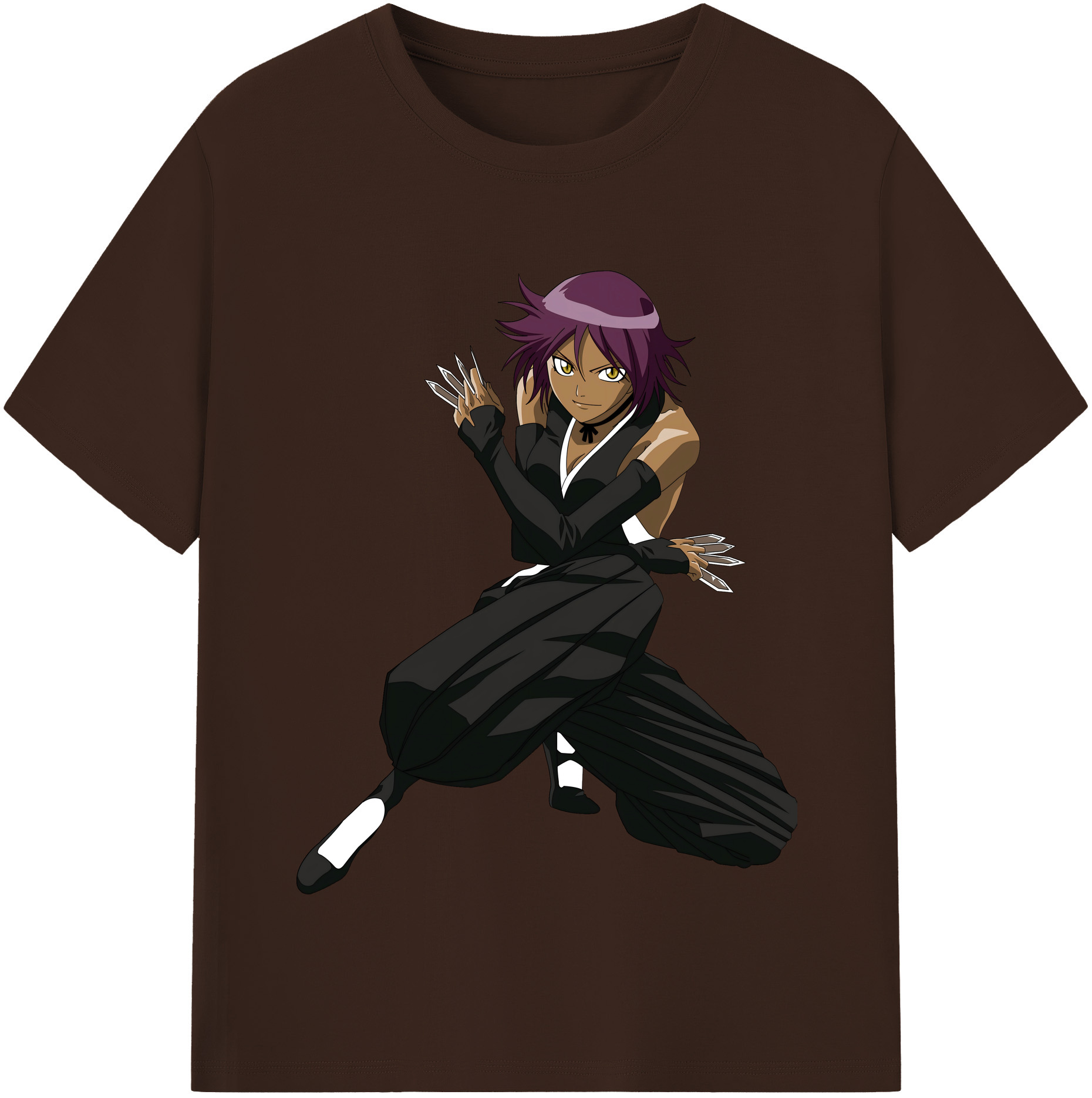 （画像用） ブリーチ 四楓院 夜一（しほういん よるいち） BLEACH Shihouin Yoruichi 綿100％半袖Tシャツ（フロントプリント）