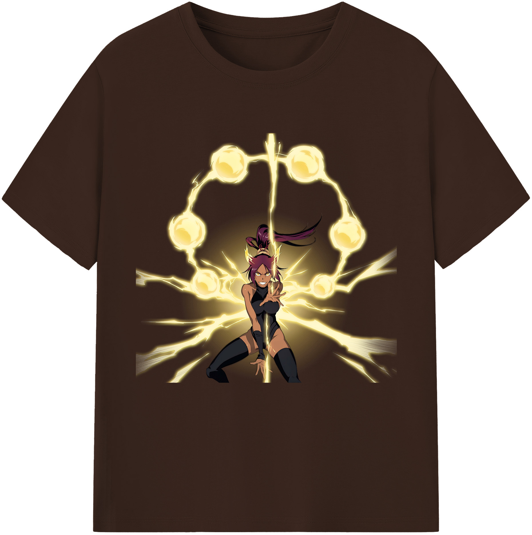 （画像用） ブリーチ 四楓院 夜一（しほういん よるいち） BLEACH Shihouin Yoruichi 綿100％半袖Tシャツ（フロントプリント）
