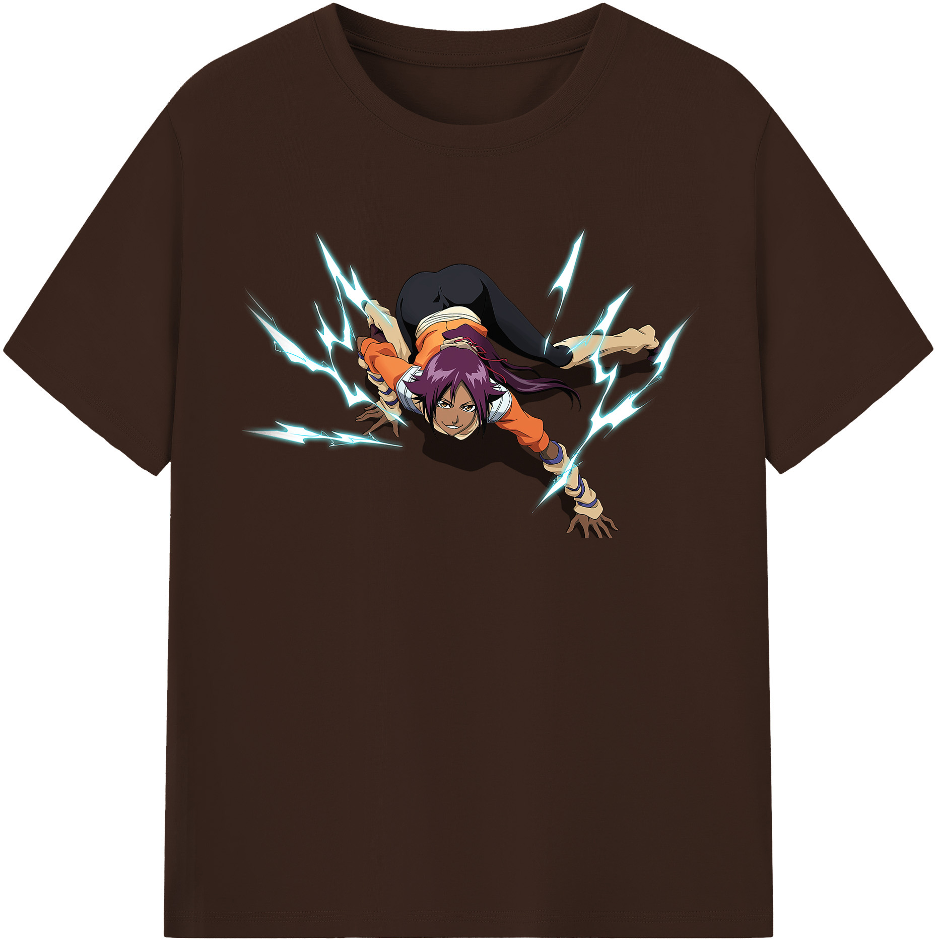 （画像用） ブリーチ 四楓院 夜一（しほういん よるいち） BLEACH Shihouin Yoruichi 綿100％半袖Tシャツ（フロントプリント）