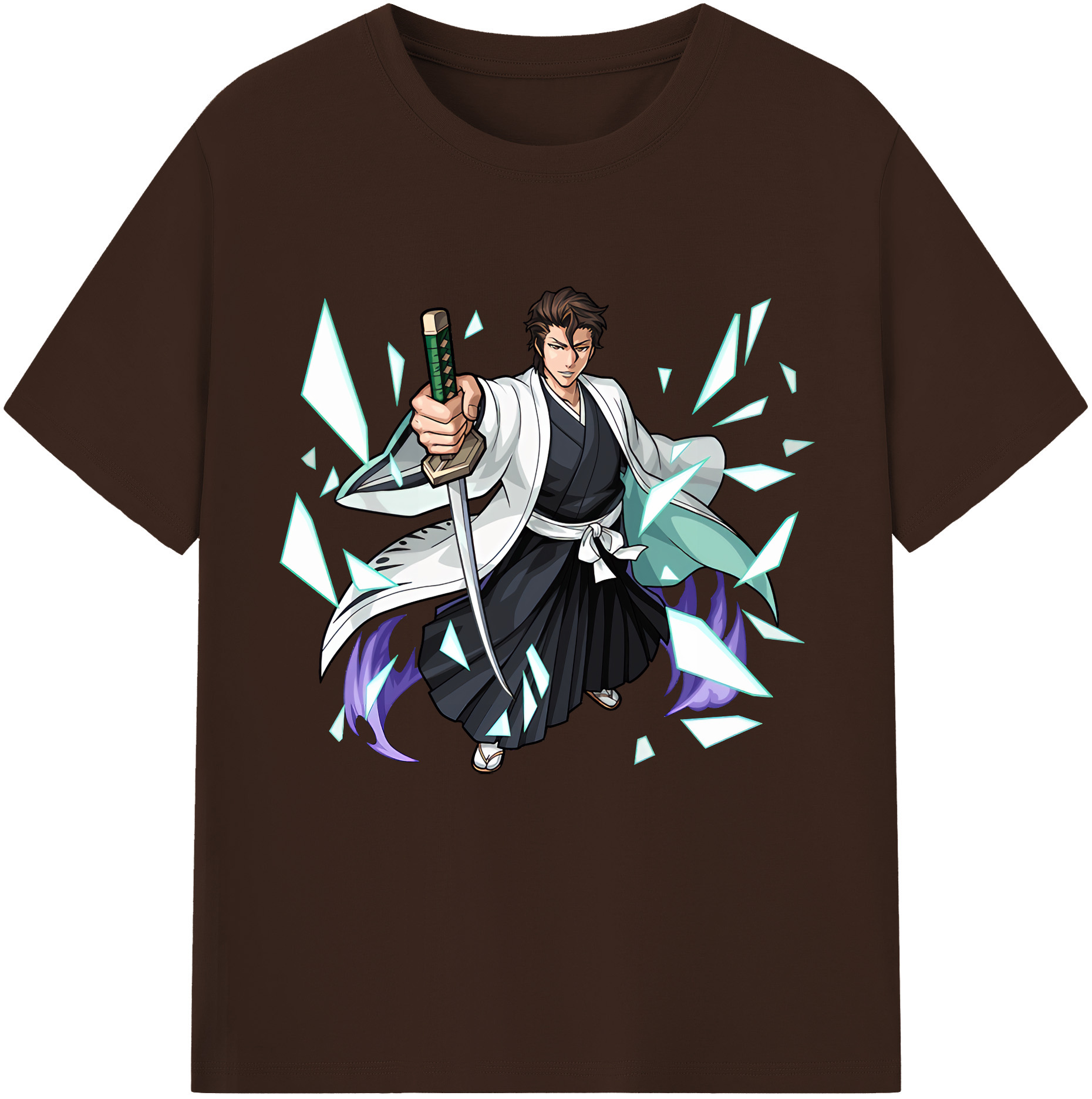 （画像用） ブリーチ 藍染 惣右介（あいぜん そうすけ） BLEACH Aizen Sousuke 綿100％半袖Tシャツ（フロントプリント）