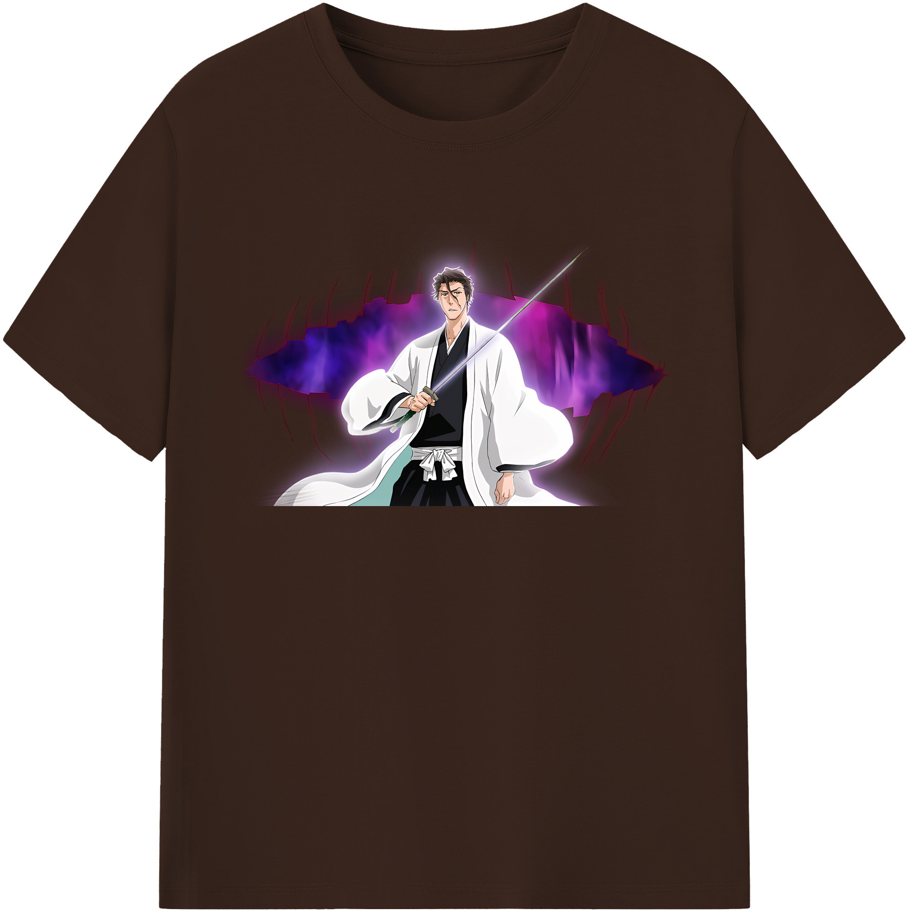 （画像用） ブリーチ 藍染 惣右介（あいぜん そうすけ） BLEACH Aizen Sousuke 綿100％半袖Tシャツ（フロントプリント）