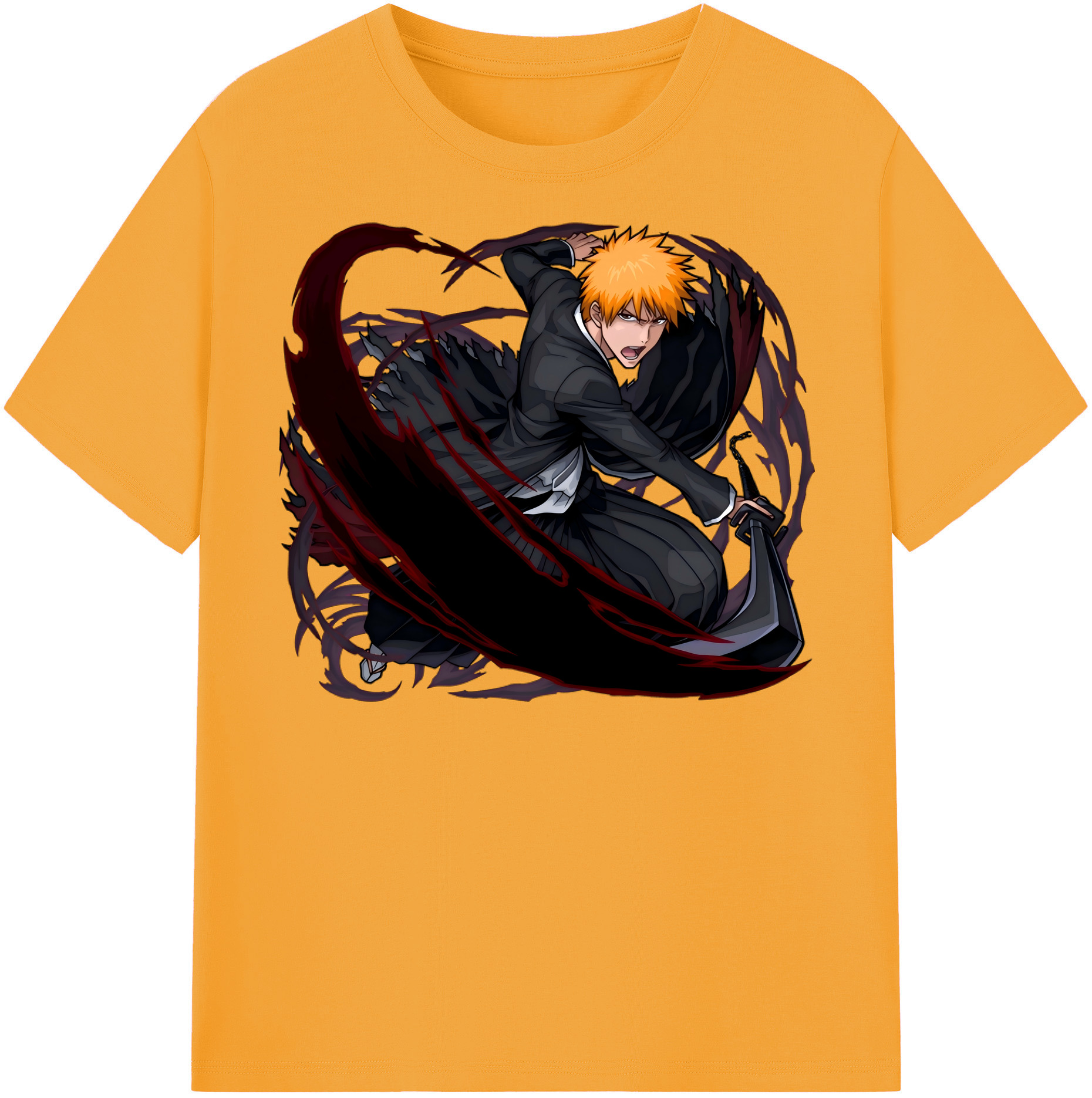 （画像用） ブリーチ 黒崎一護（くろさき いちご）BLEACH Kurosaki Ichigo 綿100％半袖Tシャツ（フロントプリント）
