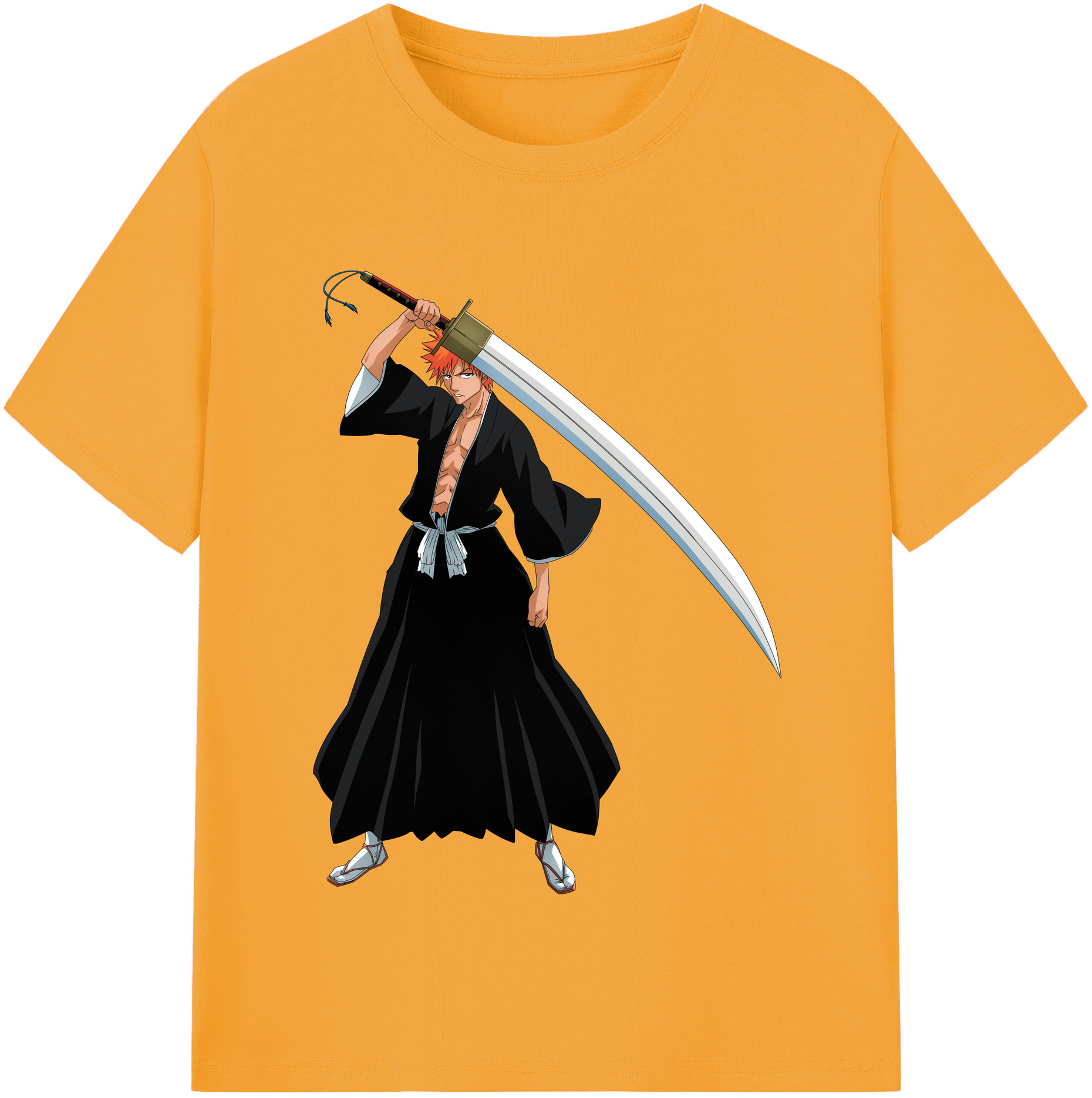 （画像用） ブリーチ 黒崎一護（くろさき いちご）BLEACH Kurosaki Ichigo 綿100％半袖Tシャツ（フロントプリント）