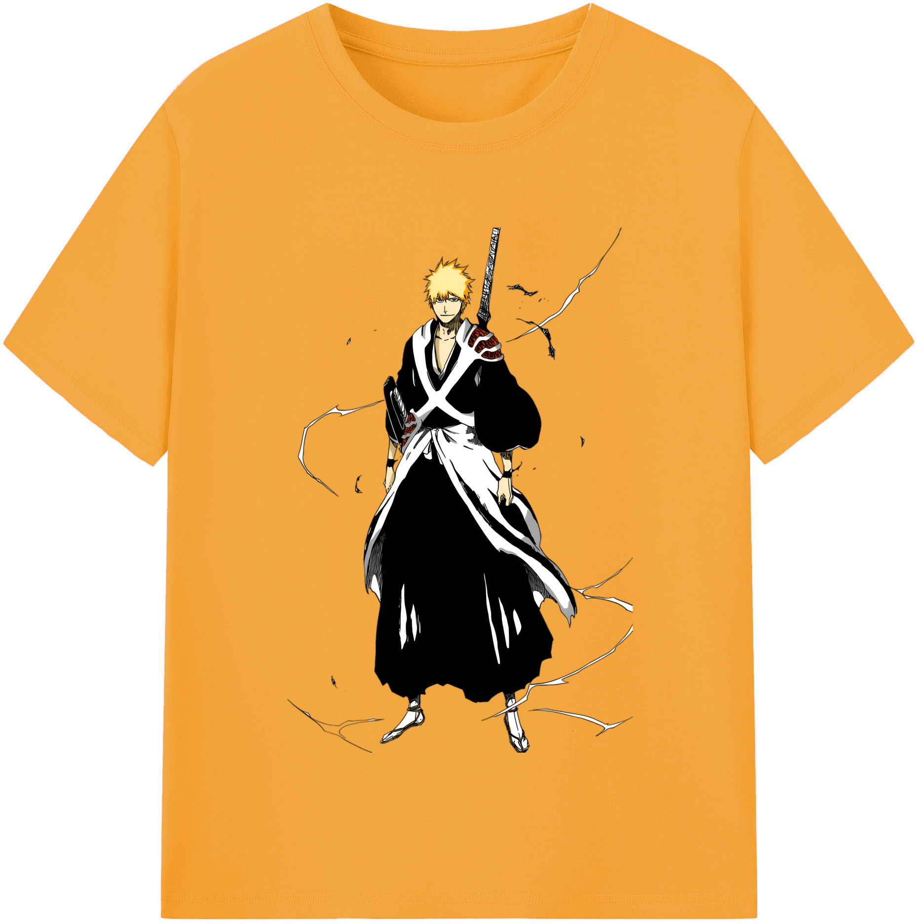 （画像用） ブリーチ 黒崎一護（くろさき いちご）BLEACH Kurosaki Ichigo 綿100％半袖Tシャツ（フロントプリント）