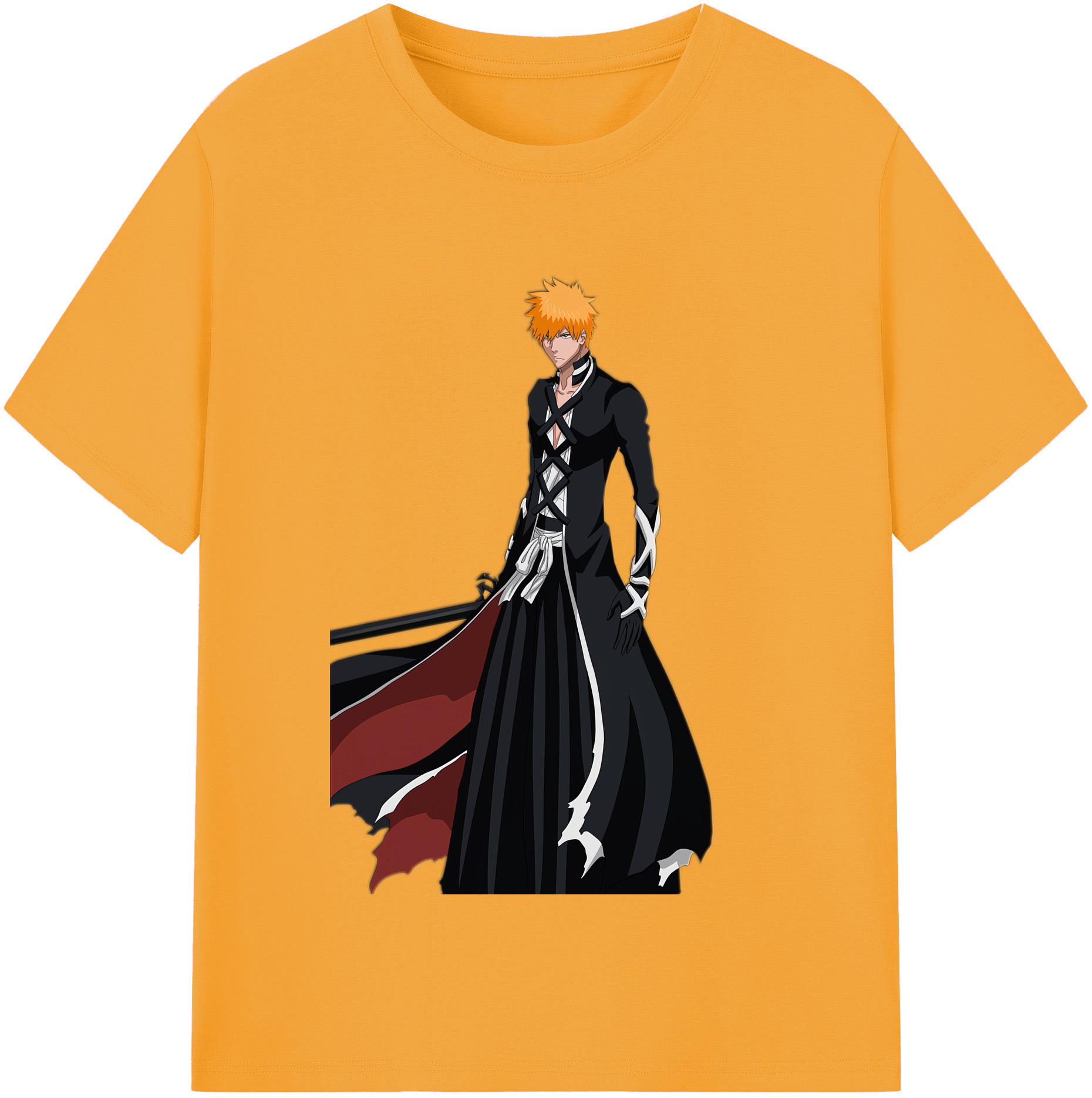 （画像用） ブリーチ 黒崎一護（くろさき いちご）BLEACH Kurosaki Ichigo 綿100％半袖Tシャツ（フロントプリント）