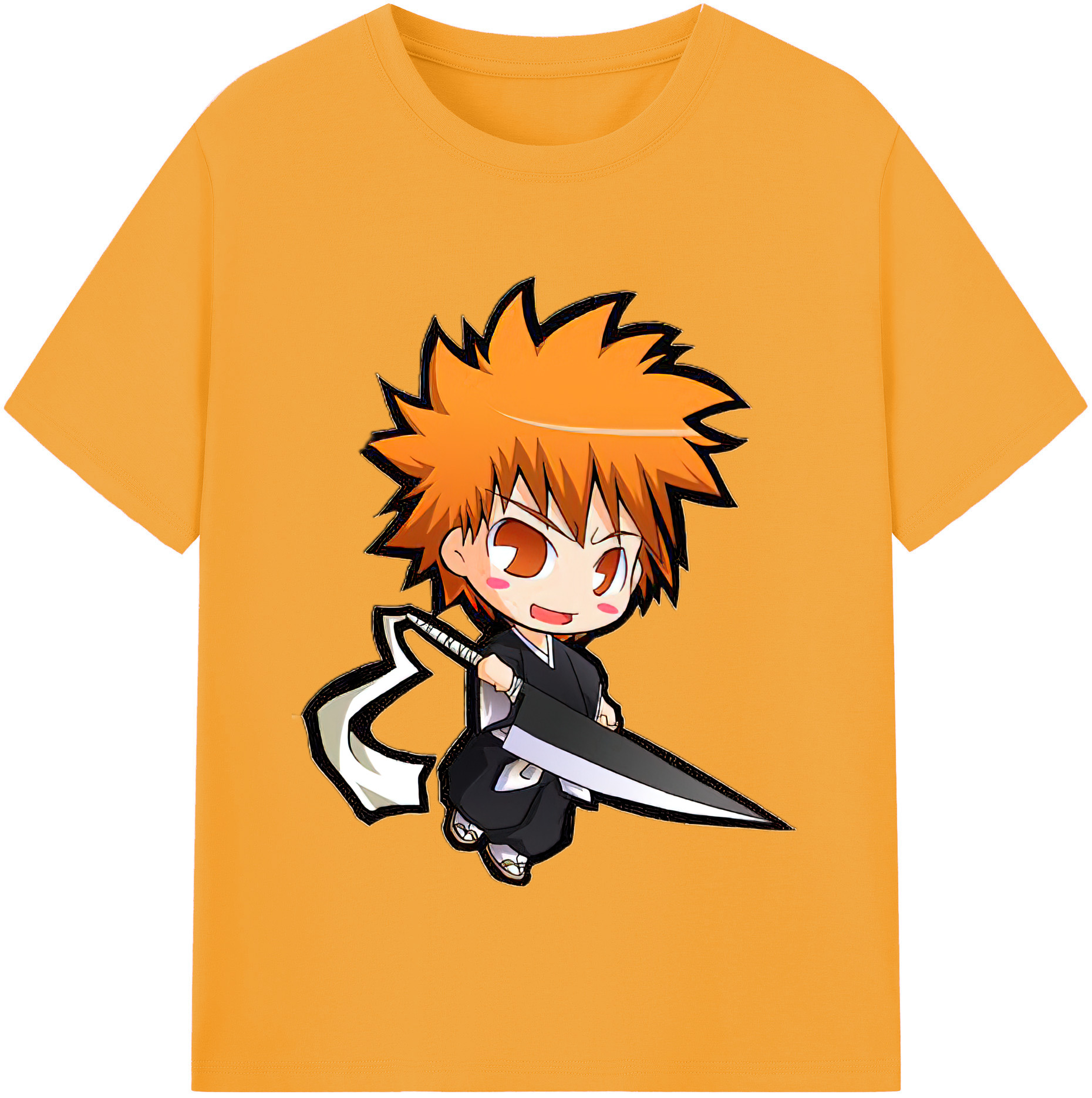 （画像用） ブリーチ 黒崎一護（くろさき いちご）BLEACH Kurosaki Ichigo 綿100％半袖Tシャツ（フロントプリント）