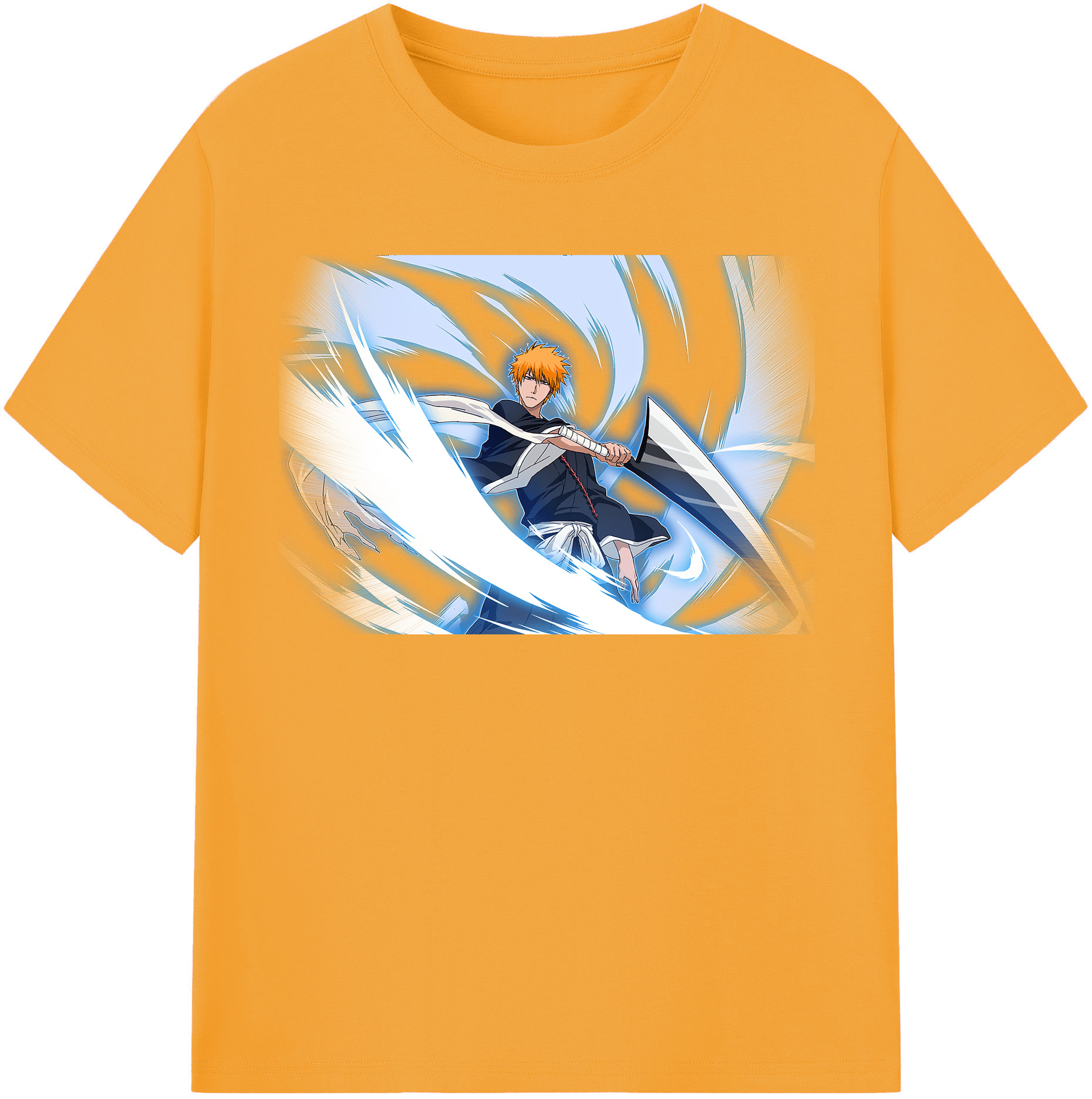 （画像用） ブリーチ 黒崎一護（くろさき いちご）BLEACH Kurosaki Ichigo 綿100％半袖Tシャツ（フロントプリント）