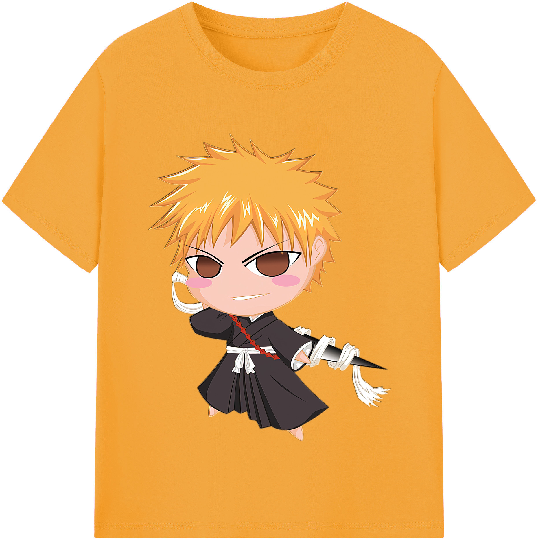 （画像用） ブリーチ 黒崎一護（くろさき いちご）BLEACH Kurosaki Ichigo 綿100％半袖Tシャツ（フロントプリント）