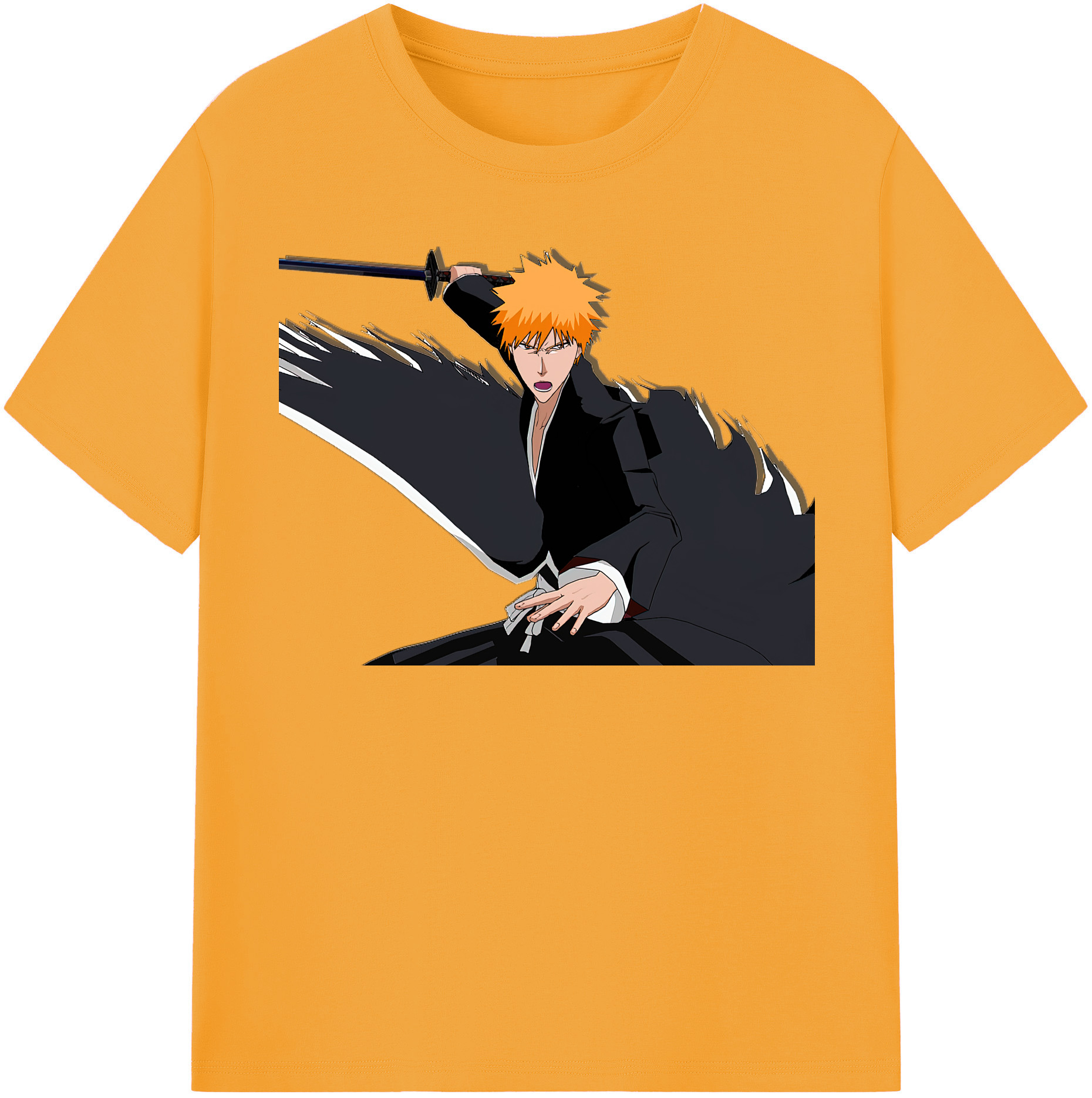 （画像用） ブリーチ 黒崎一護（くろさき いちご）BLEACH Kurosaki Ichigo 綿100％半袖Tシャツ（フロントプリント）