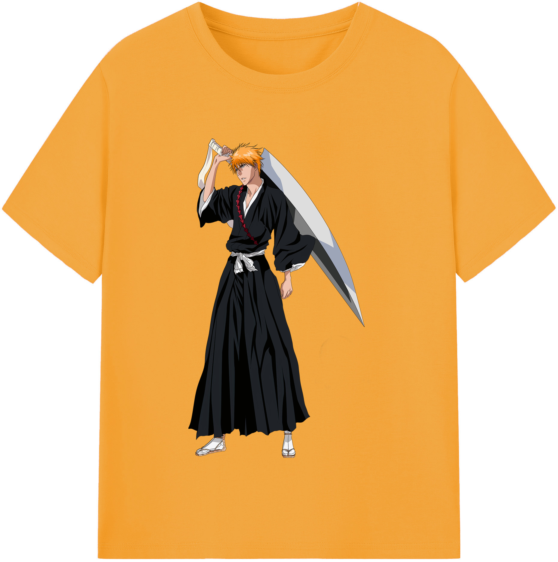 （画像用） ブリーチ 黒崎一護（くろさき いちご）BLEACH Kurosaki Ichigo 綿100％半袖Tシャツ（フロントプリント）
