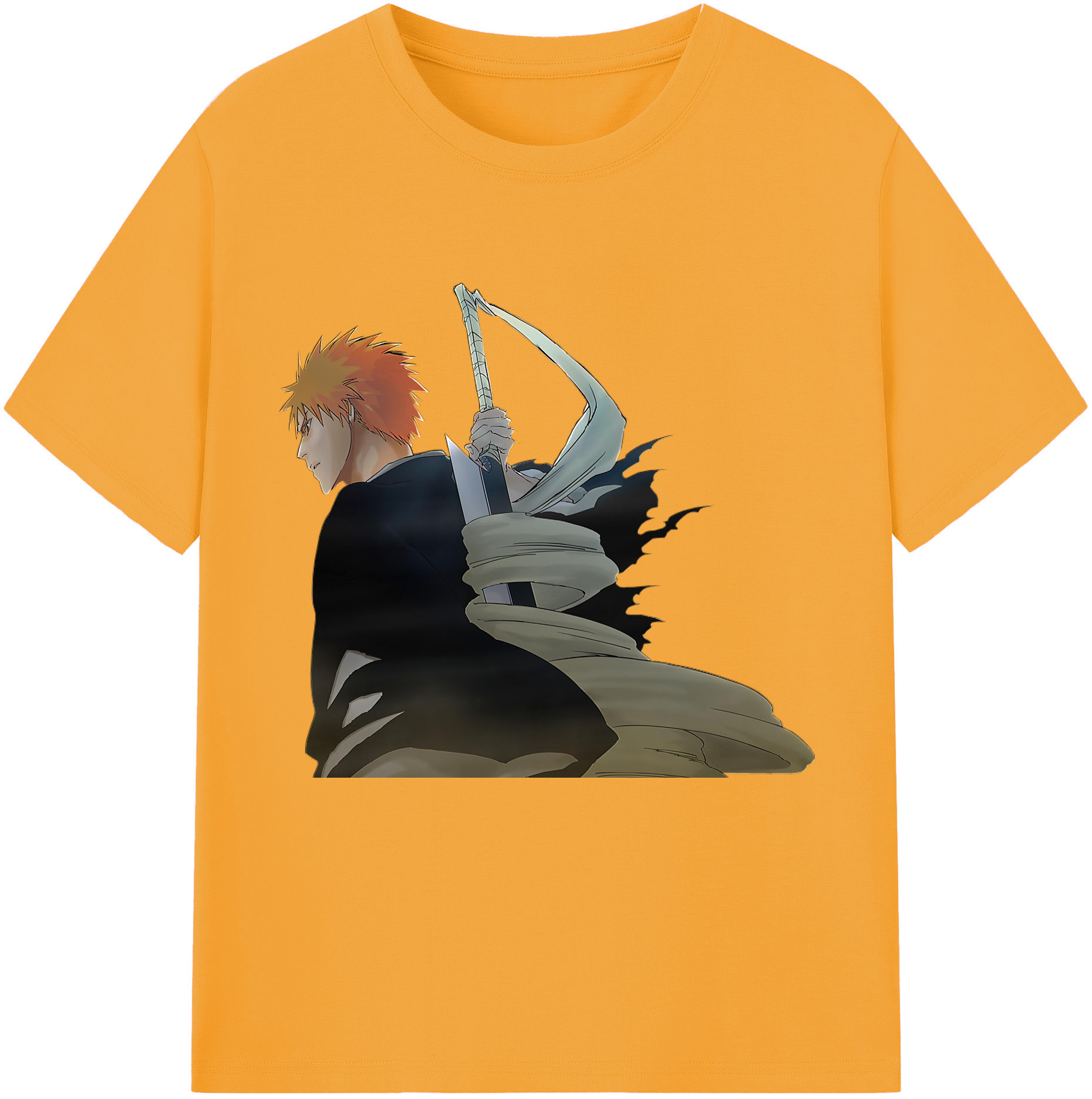 （画像用） ブリーチ 黒崎一護（くろさき いちご）BLEACH Kurosaki Ichigo 綿100％半袖Tシャツ（フロントプリント）