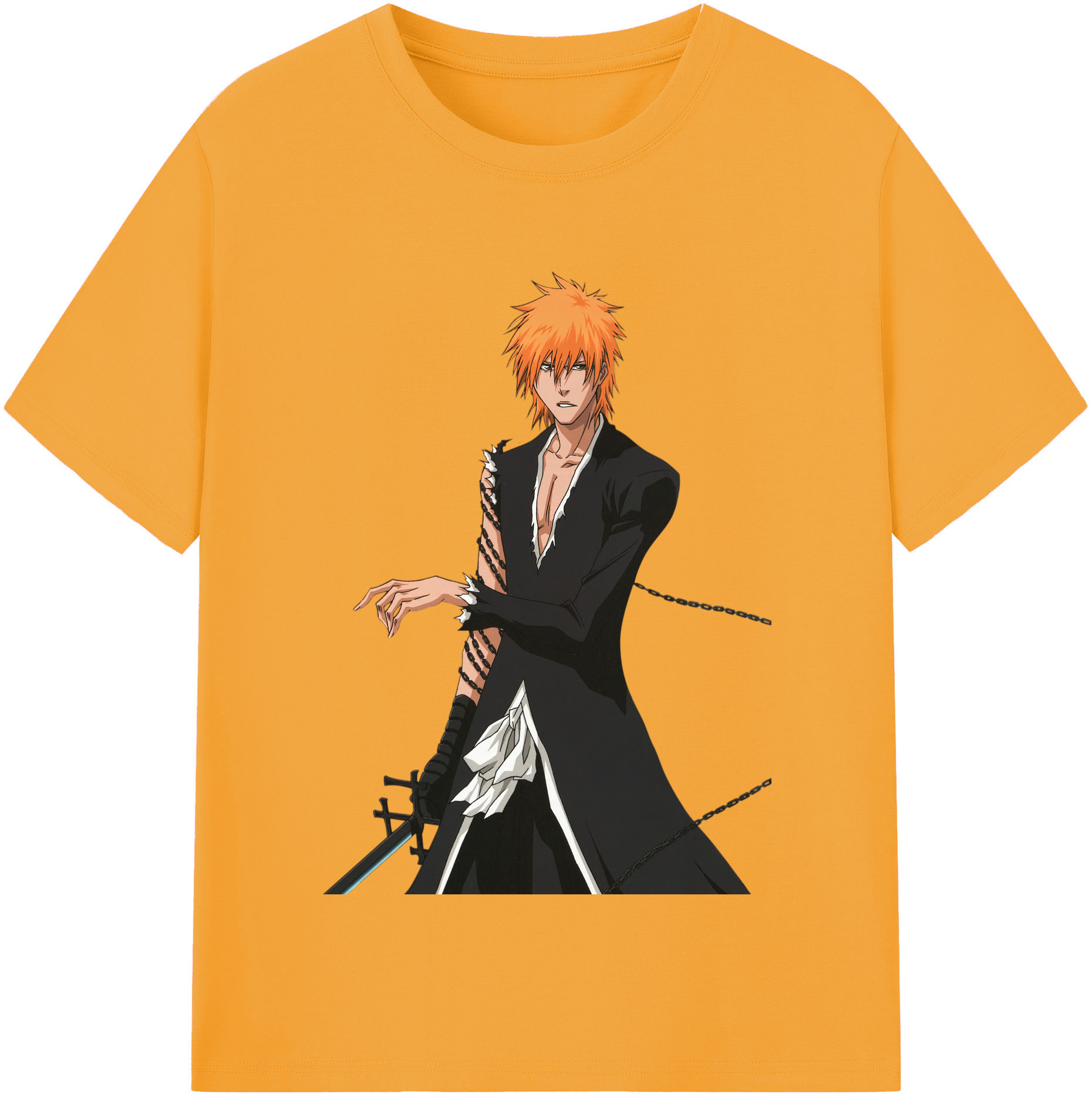 （画像用） ブリーチ 黒崎一護（くろさき いちご）BLEACH Kurosaki Ichigo 綿100％半袖Tシャツ（フロントプリント）