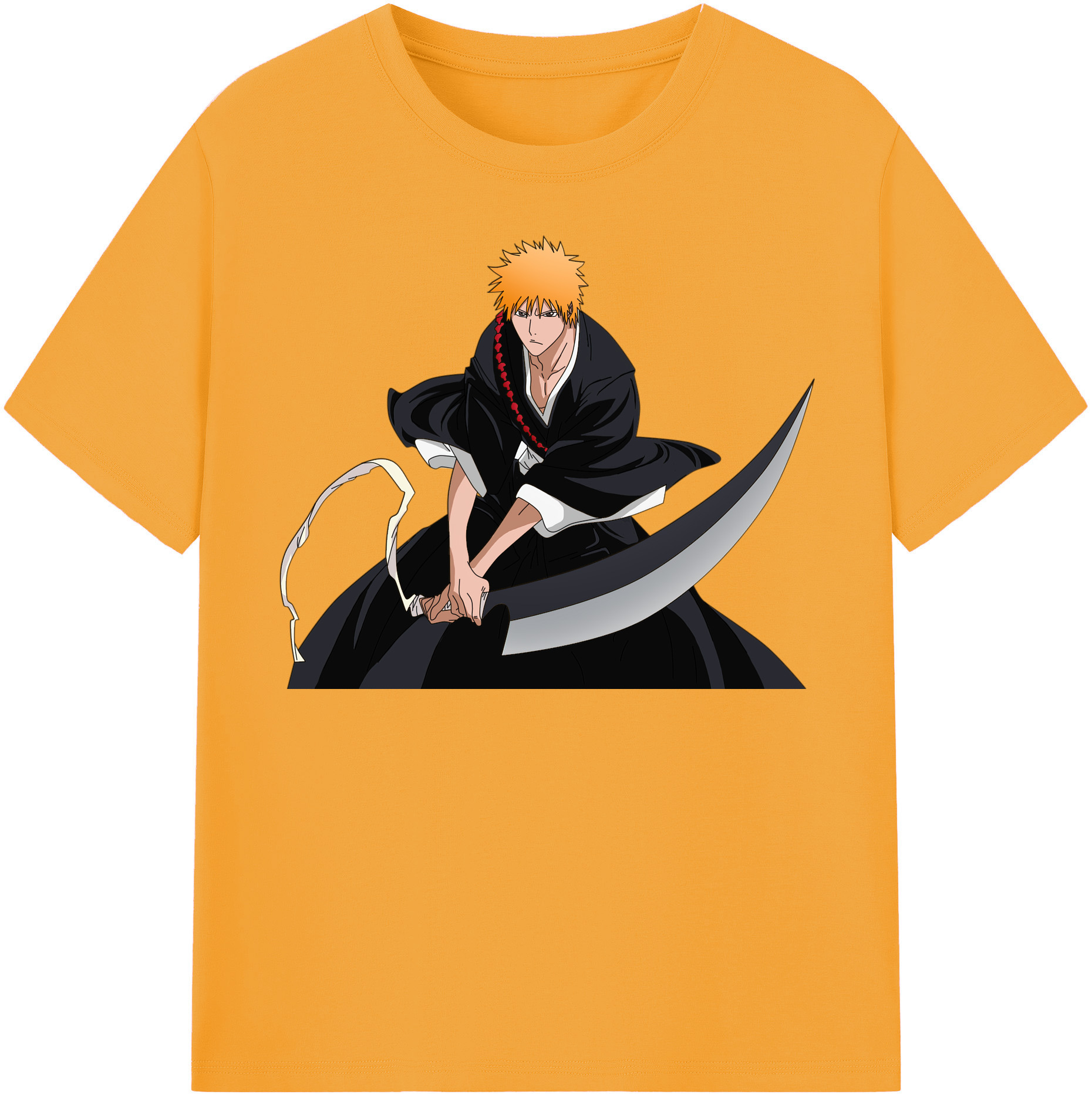 （画像用） ブリーチ 黒崎一護（くろさき いちご）BLEACH Kurosaki Ichigo 綿100％半袖Tシャツ（フロントプリント）