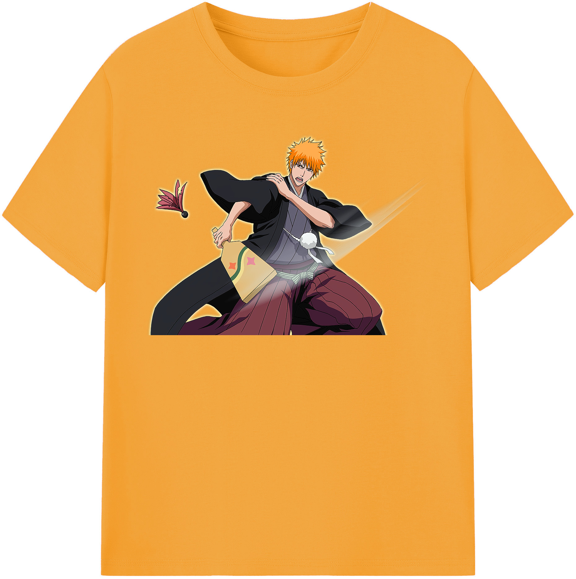 （画像用） ブリーチ 黒崎一護（くろさき いちご）BLEACH Kurosaki Ichigo 綿100％半袖Tシャツ（フロントプリント）