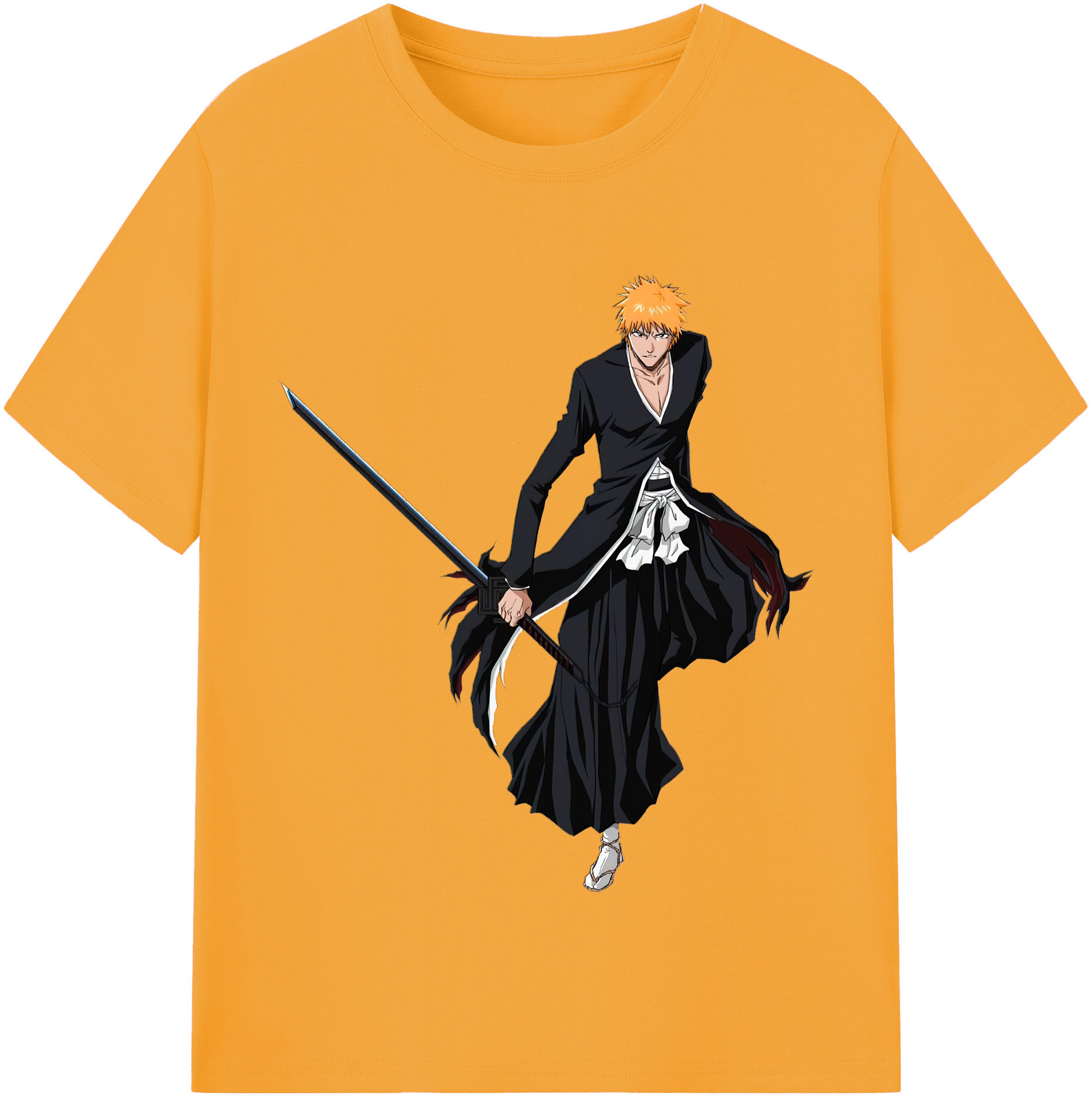 （画像用） ブリーチ 黒崎一護（くろさき いちご）BLEACH Kurosaki Ichigo 綿100％半袖Tシャツ（フロントプリント）