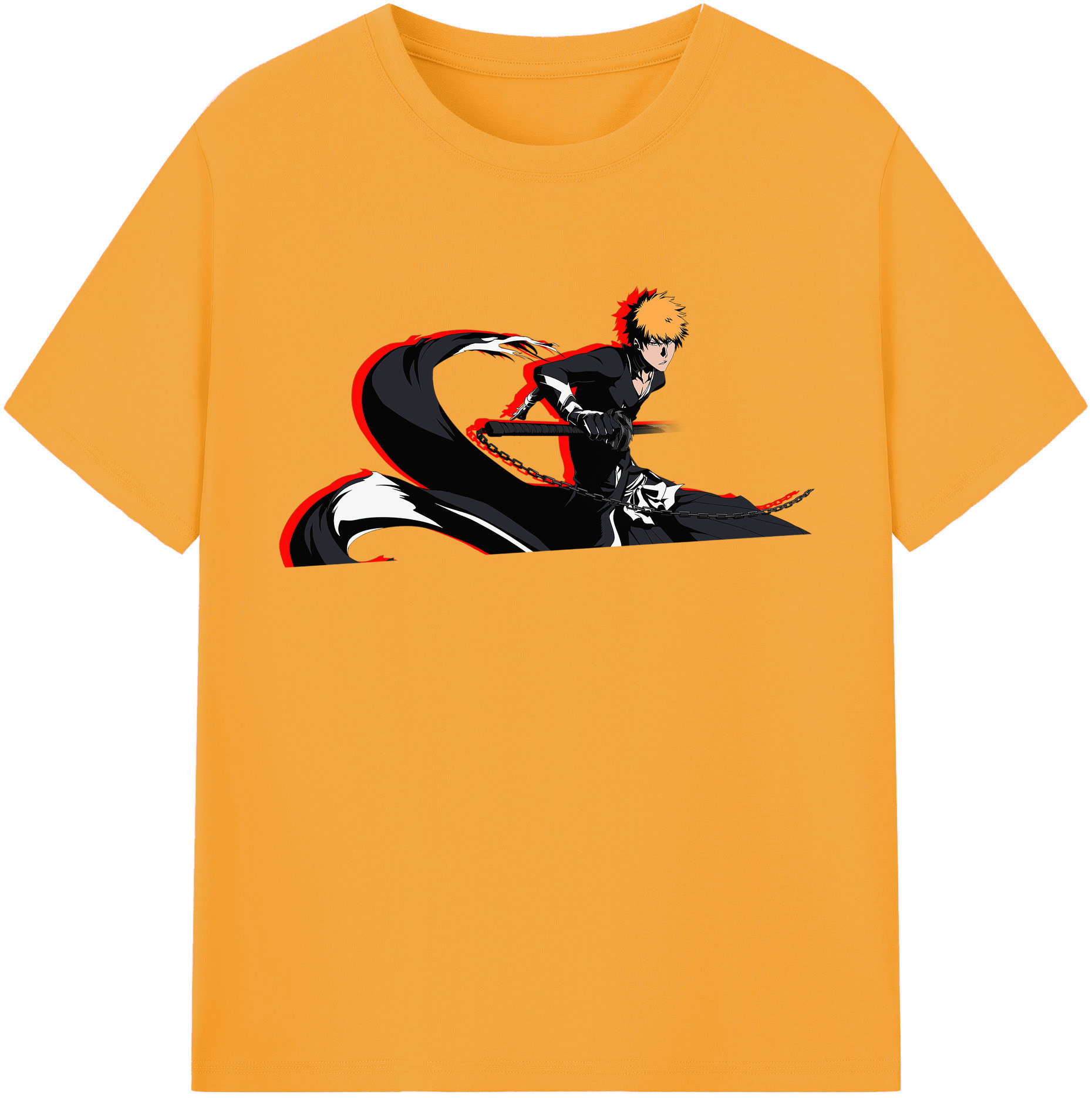 （画像用） ブリーチ 黒崎一護（くろさき いちご）BLEACH Kurosaki Ichigo 綿100％半袖Tシャツ（フロントプリント）