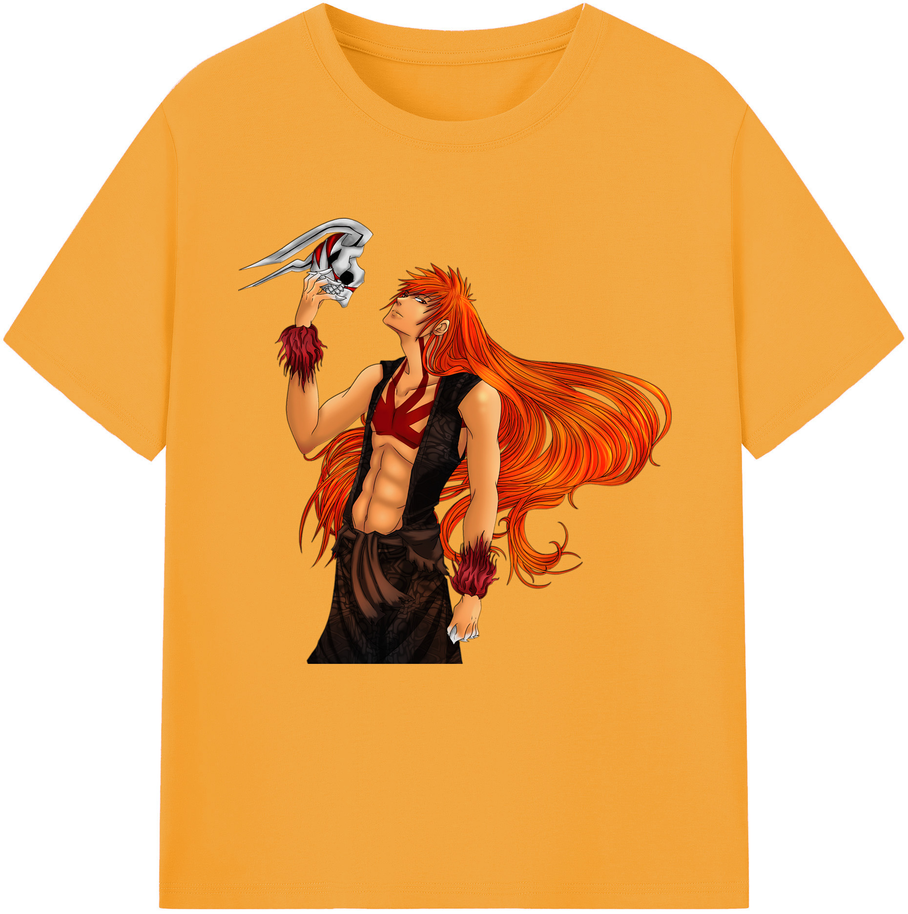 （画像用） ブリーチ 黒崎一護（くろさき いちご）BLEACH Kurosaki Ichigo 綿100％半袖Tシャツ（フロントプリント）