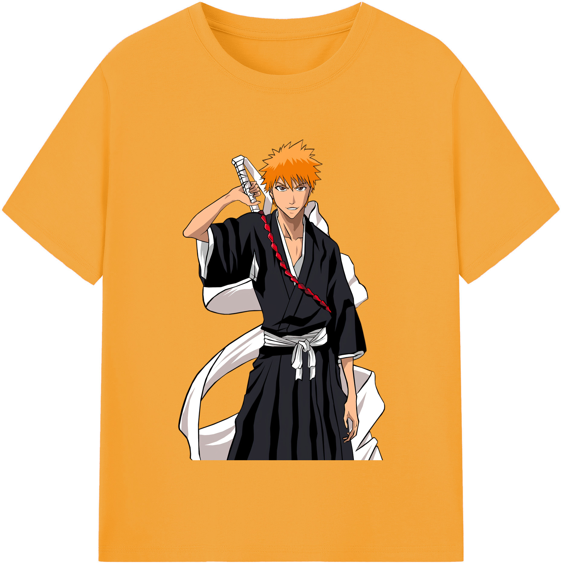 （画像用） ブリーチ 黒崎一護（くろさき いちご）BLEACH Kurosaki Ichigo 綿100％半袖Tシャツ（フロントプリント）
