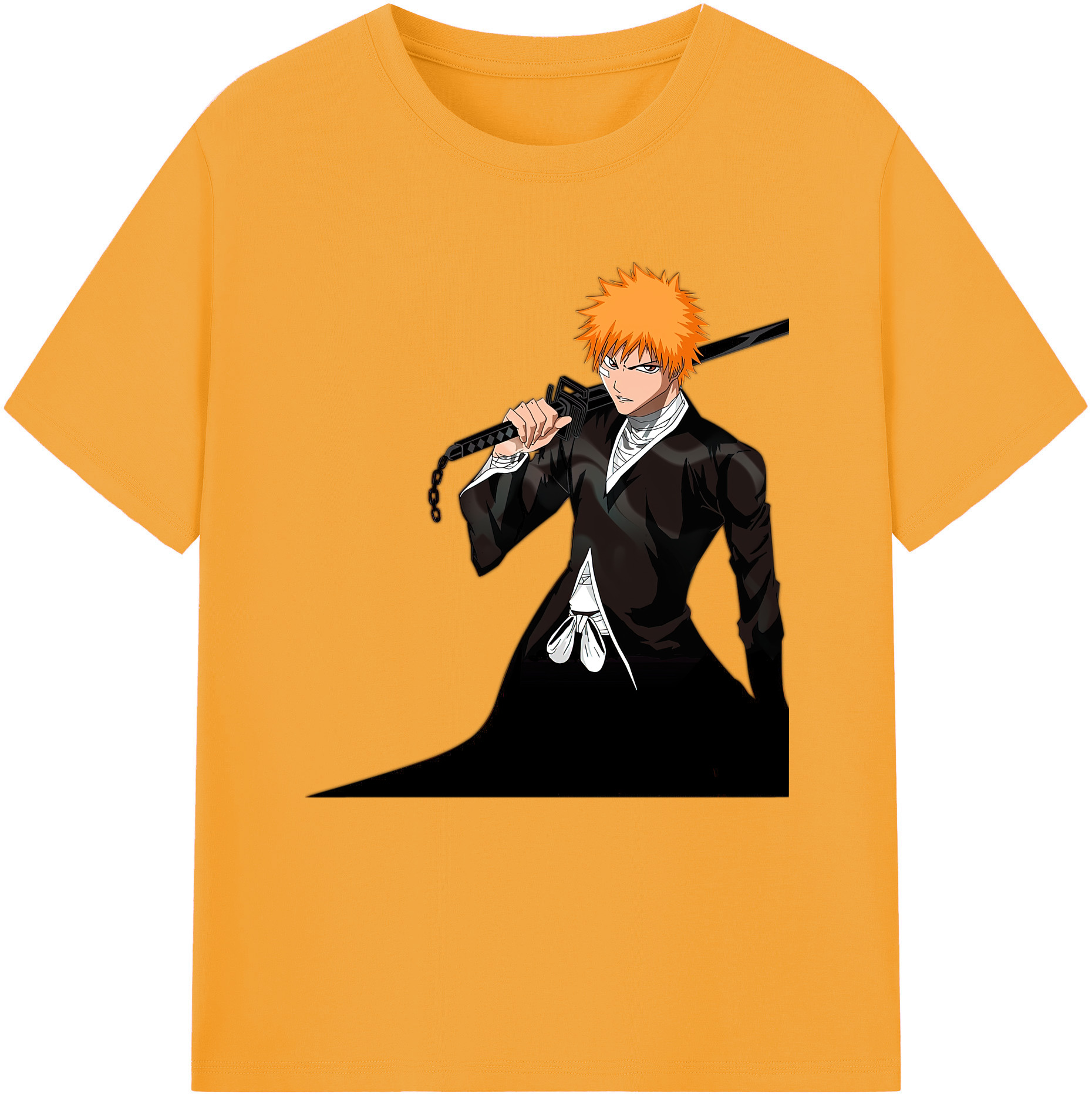 （画像用） ブリーチ 黒崎一護（くろさき いちご）BLEACH Kurosaki Ichigo 綿100％半袖Tシャツ（フロントプリント）