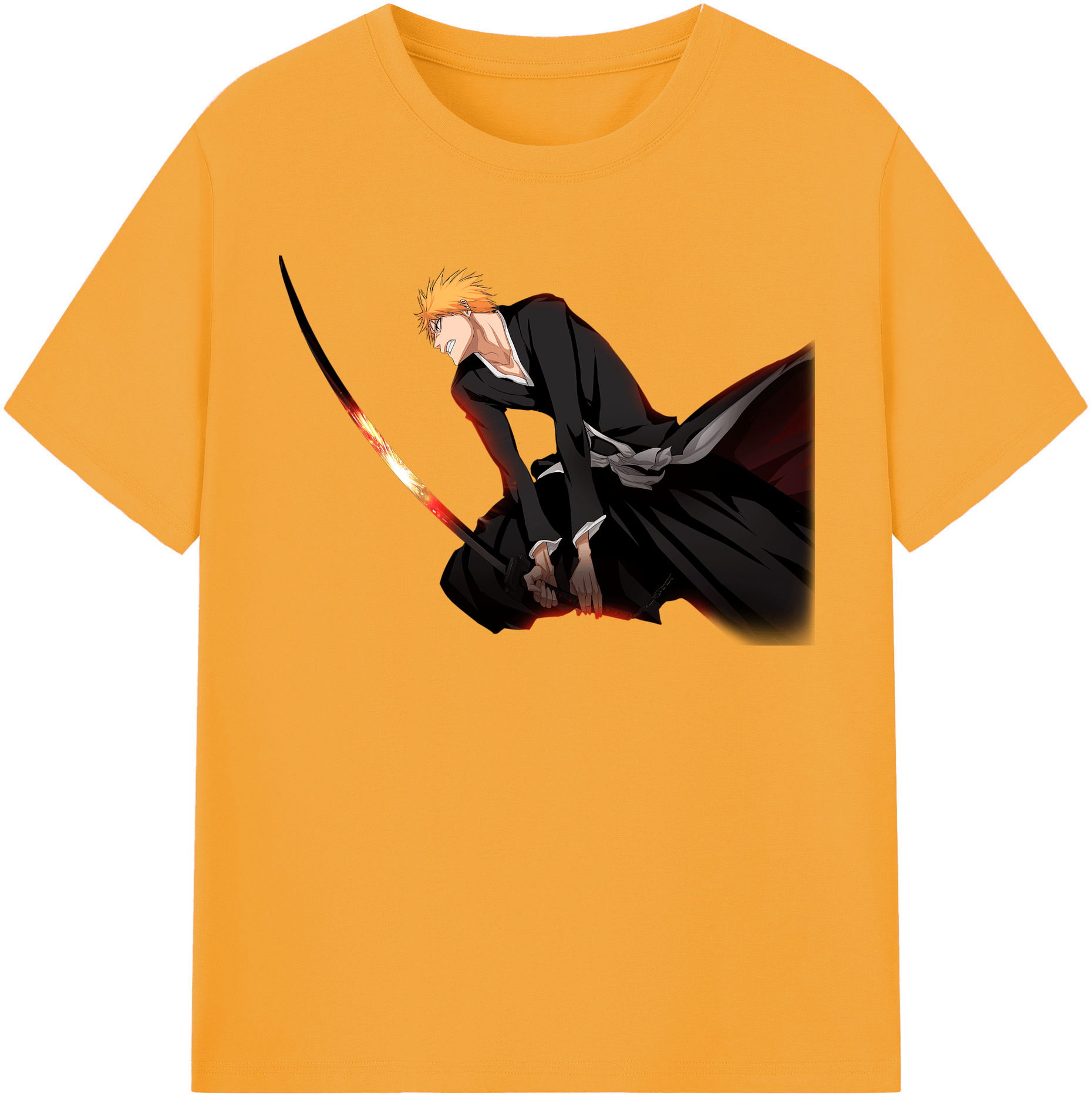 （画像用） ブリーチ 黒崎一護（くろさき いちご）BLEACH Kurosaki Ichigo 綿100％半袖Tシャツ（フロントプリント）
