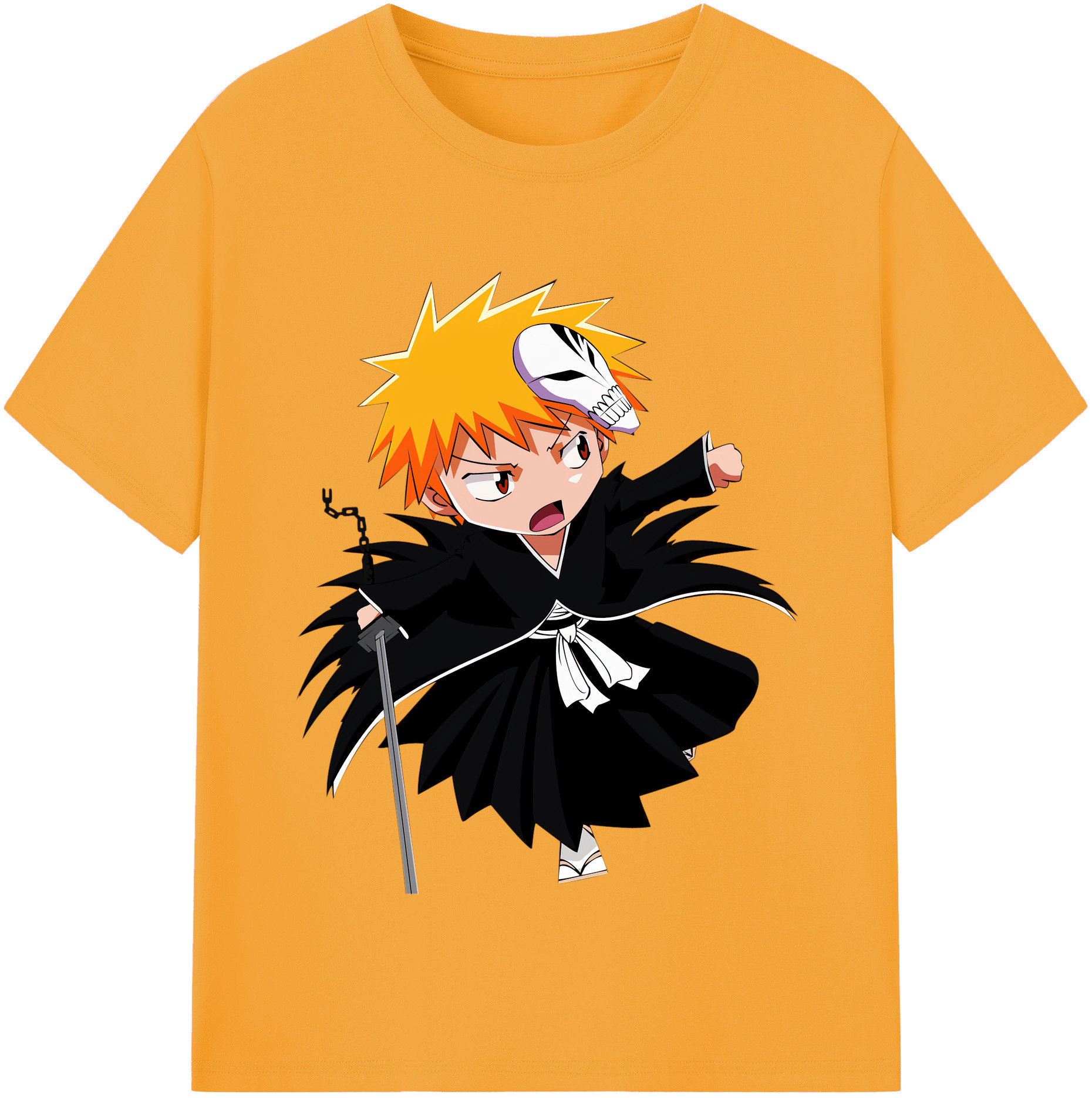 （画像用） ブリーチ 黒崎一護（くろさき いちご）BLEACH Kurosaki Ichigo 綿100％半袖Tシャツ（フロントプリント）