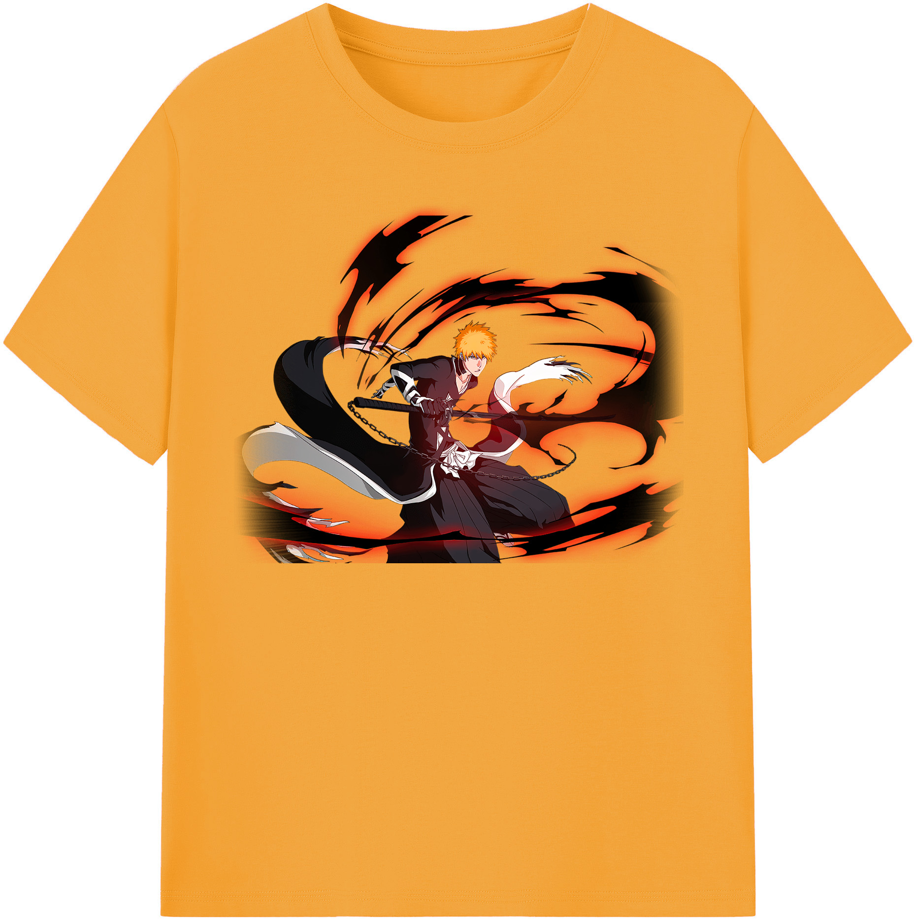 （画像用） ブリーチ 黒崎一護（くろさき いちご）BLEACH Kurosaki Ichigo 綿100％半袖Tシャツ（フロントプリント）
