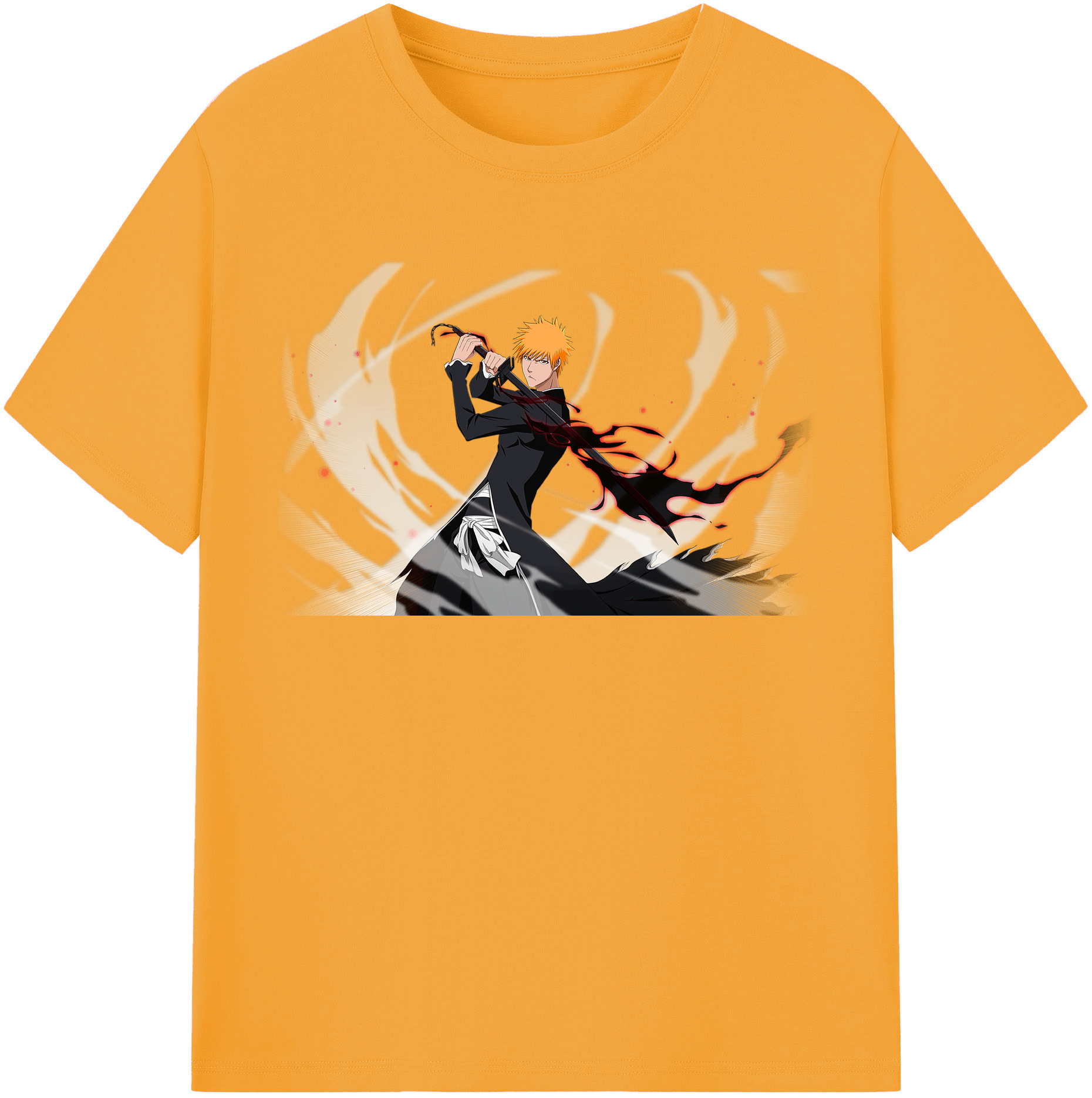 （画像用） ブリーチ 黒崎一護（くろさき いちご）BLEACH Kurosaki Ichigo 綿100％半袖Tシャツ（フロントプリント）