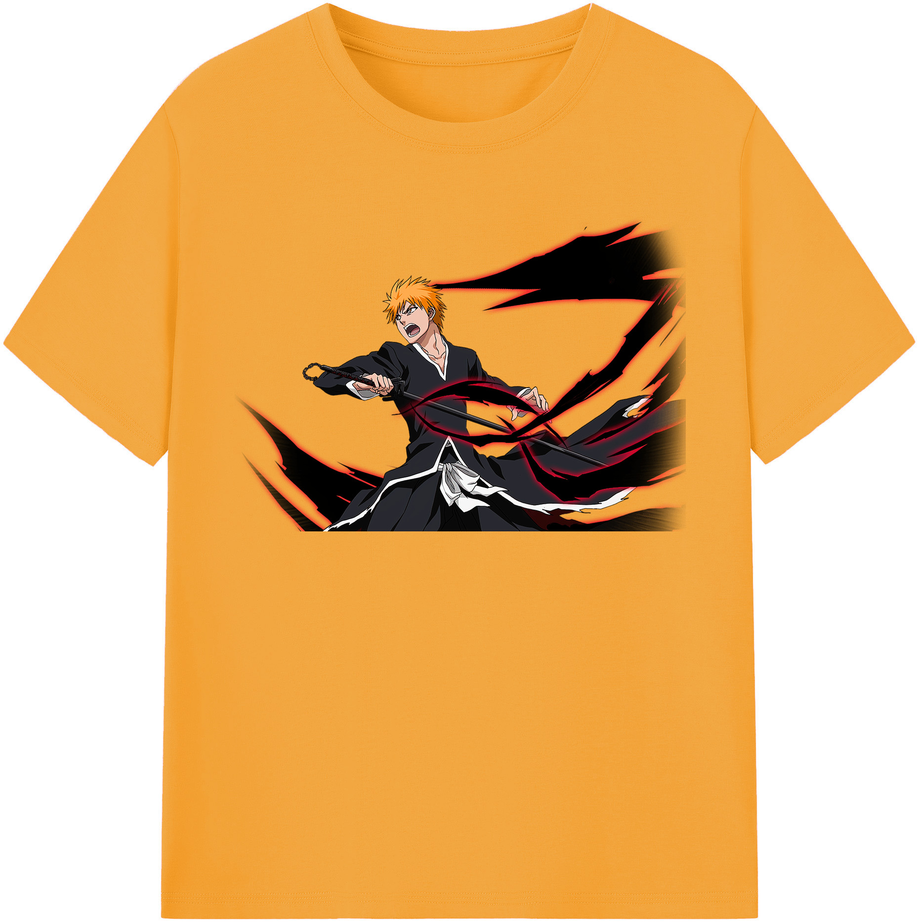 （画像用） ブリーチ 黒崎一護（くろさき いちご）BLEACH Kurosaki Ichigo 綿100％半袖Tシャツ（フロントプリント）