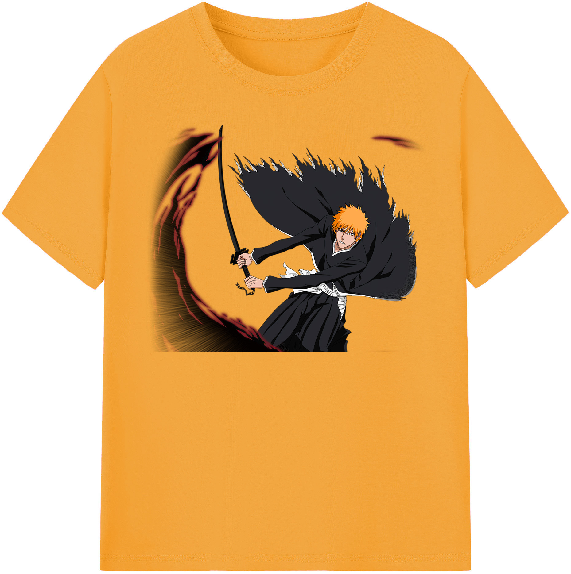 （画像用） ブリーチ 黒崎一護（くろさき いちご）BLEACH Kurosaki Ichigo 綿100％半袖Tシャツ（フロントプリント）