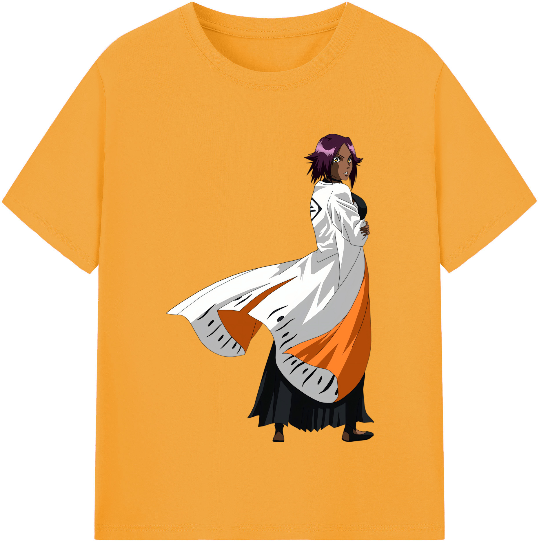 （画像用） ブリーチ 四楓院 夜一（しほういん よるいち） BLEACH Shihouin Yoruichi 綿100％半袖Tシャツ（フロントプリント）