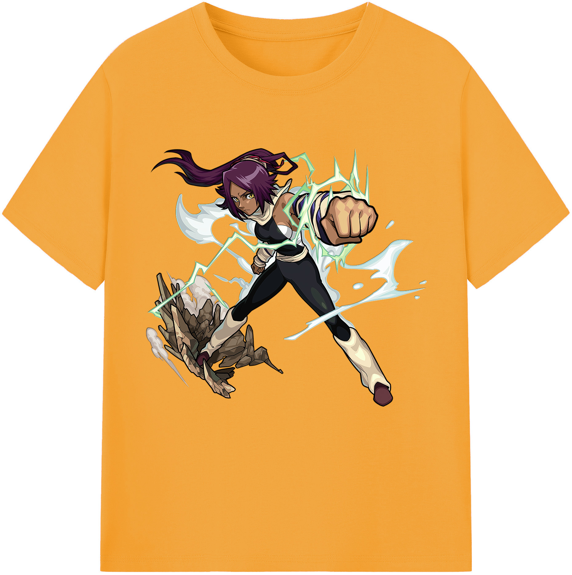 （画像用） ブリーチ 四楓院 夜一（しほういん よるいち） BLEACH Shihouin Yoruichi 綿100％半袖Tシャツ（フロントプリント）