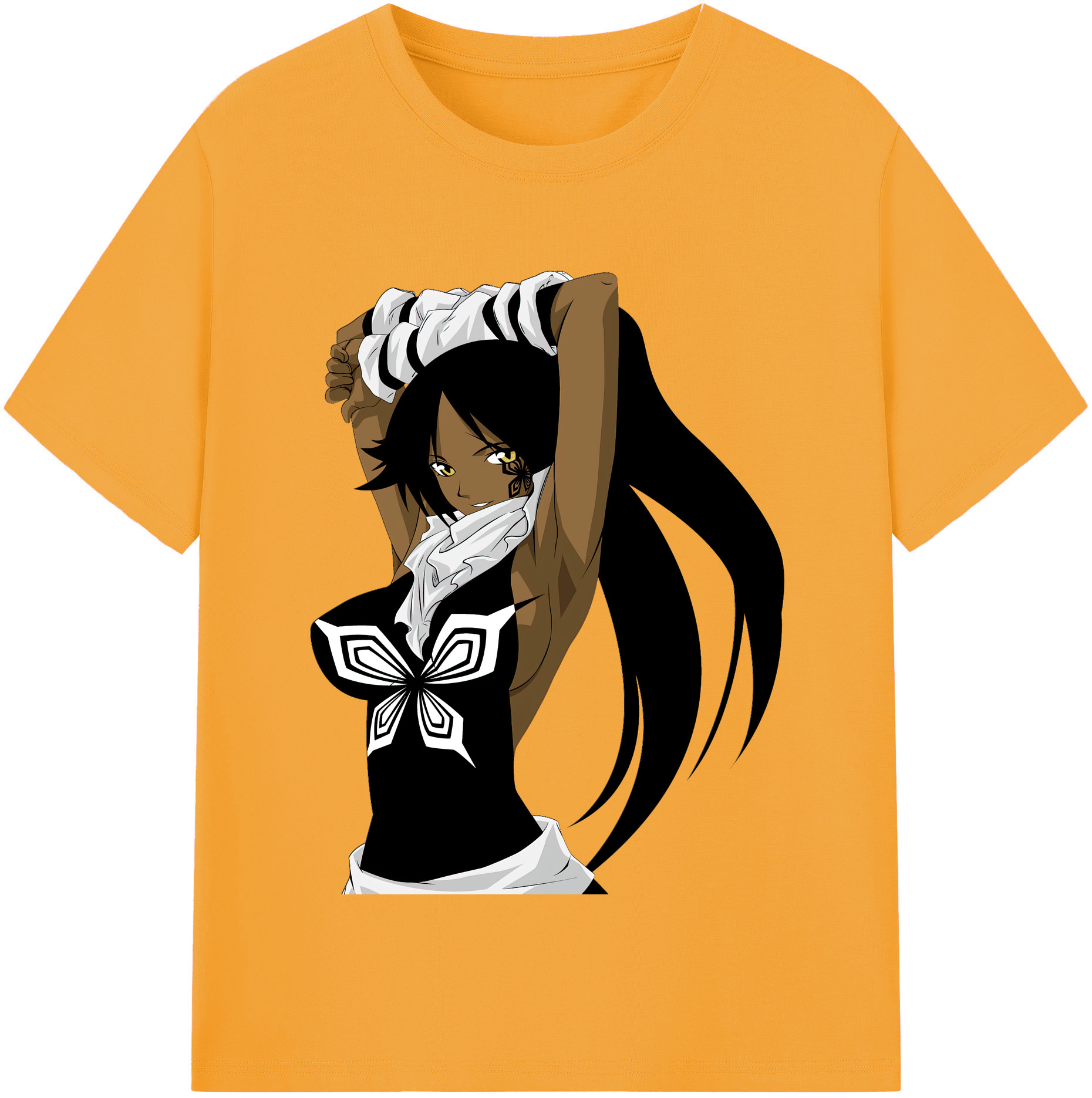 （画像用） ブリーチ 四楓院 夜一（しほういん よるいち） BLEACH Shihouin Yoruichi 綿100％半袖Tシャツ（フロントプリント）