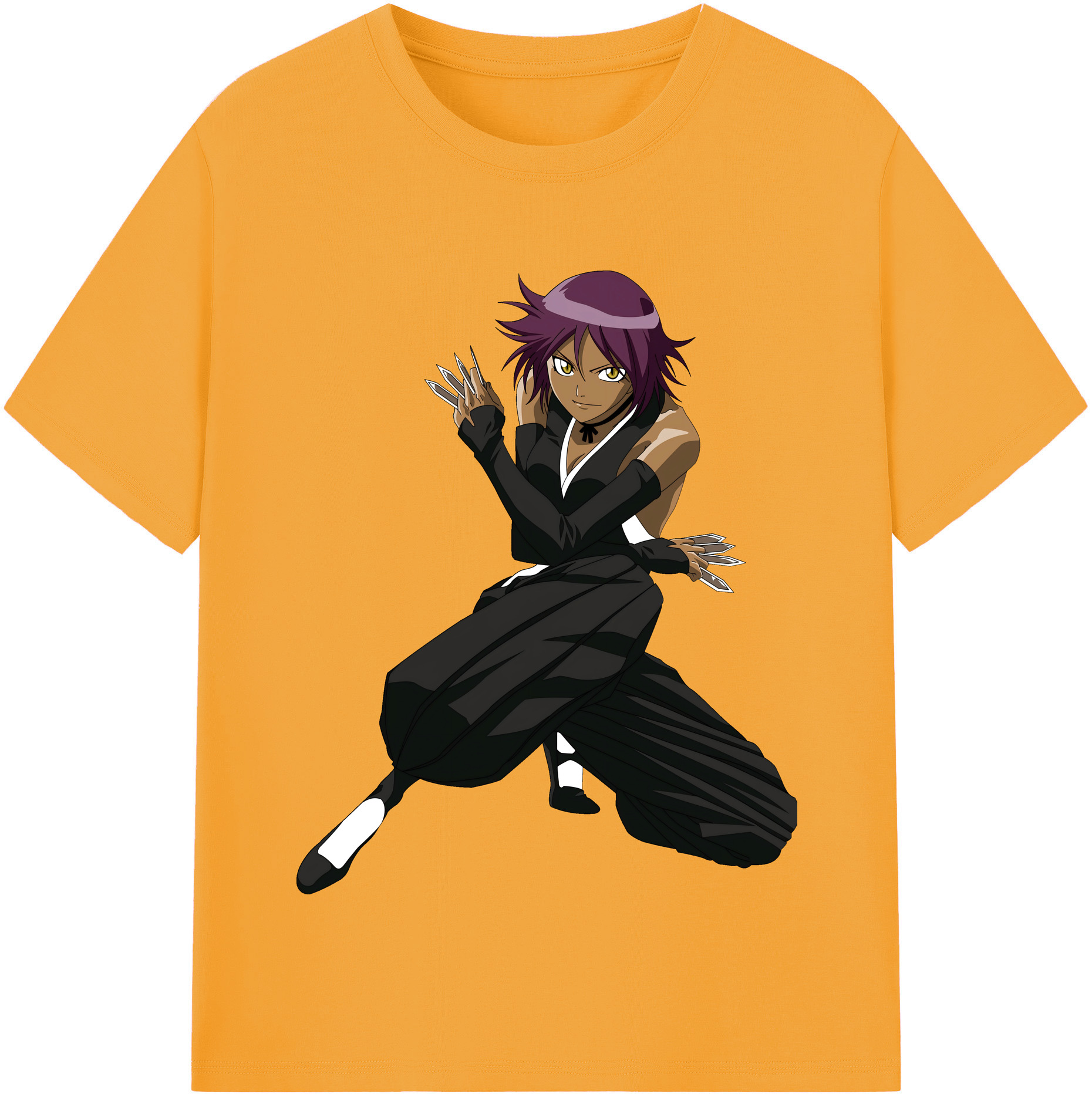 （画像用） ブリーチ 四楓院 夜一（しほういん よるいち） BLEACH Shihouin Yoruichi 綿100％半袖Tシャツ（フロントプリント）