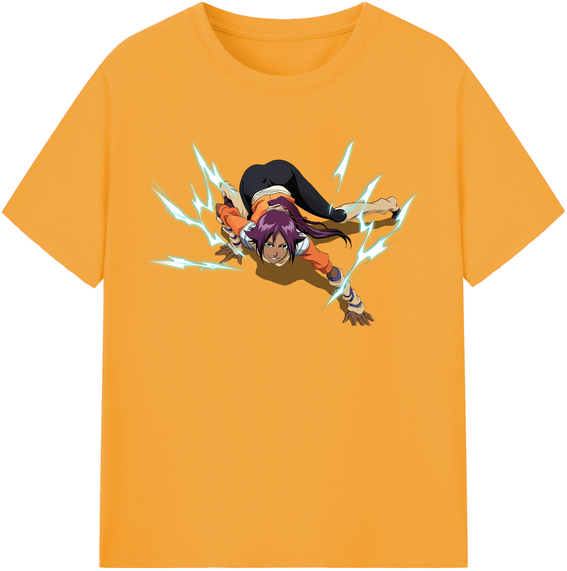 （画像用） ブリーチ 四楓院 夜一（しほういん よるいち） BLEACH Shihouin Yoruichi 綿100％半袖Tシャツ（フロントプリント）