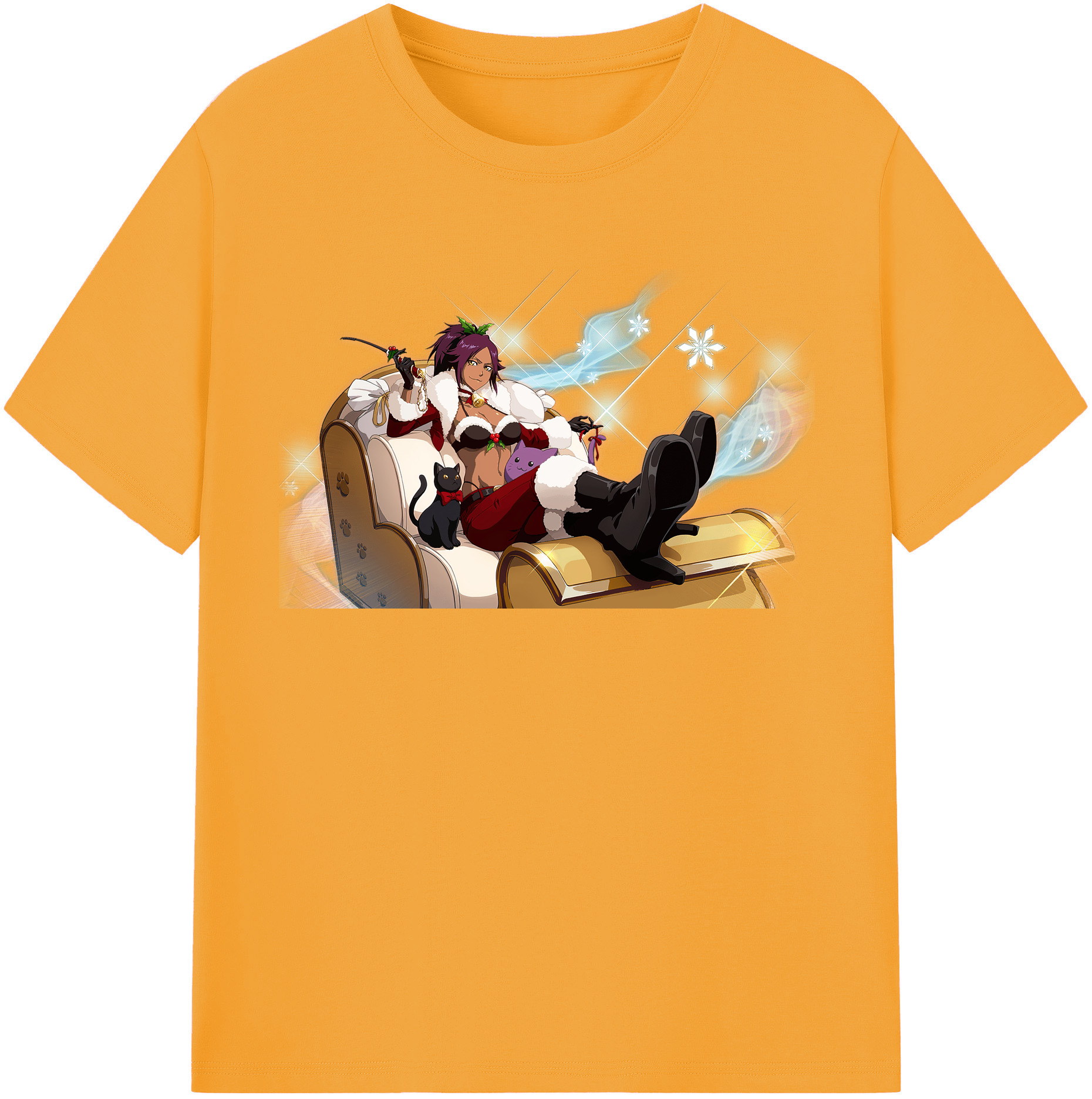 （画像用） ブリーチ 四楓院 夜一（しほういん よるいち） BLEACH Shihouin Yoruichi 綿100％半袖Tシャツ（フロントプリント）