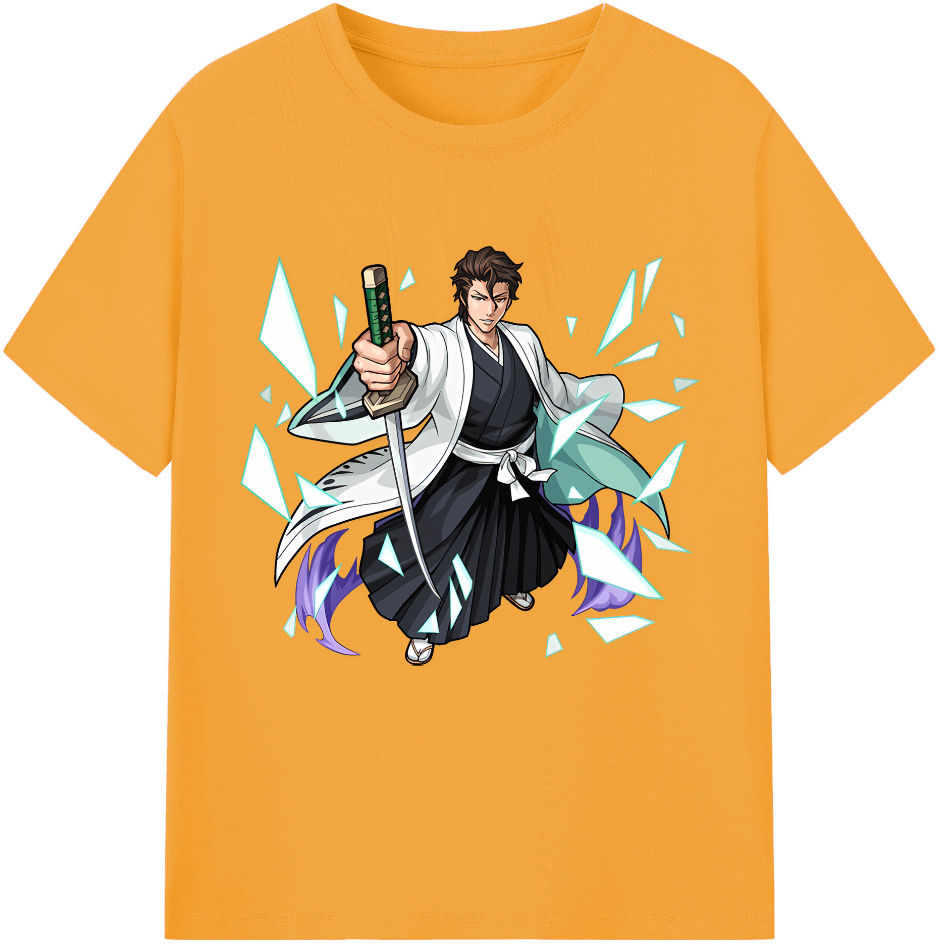 （画像用） ブリーチ 藍染 惣右介（あいぜん そうすけ） BLEACH Aizen Sousuke 綿100％半袖Tシャツ（フロントプリント）