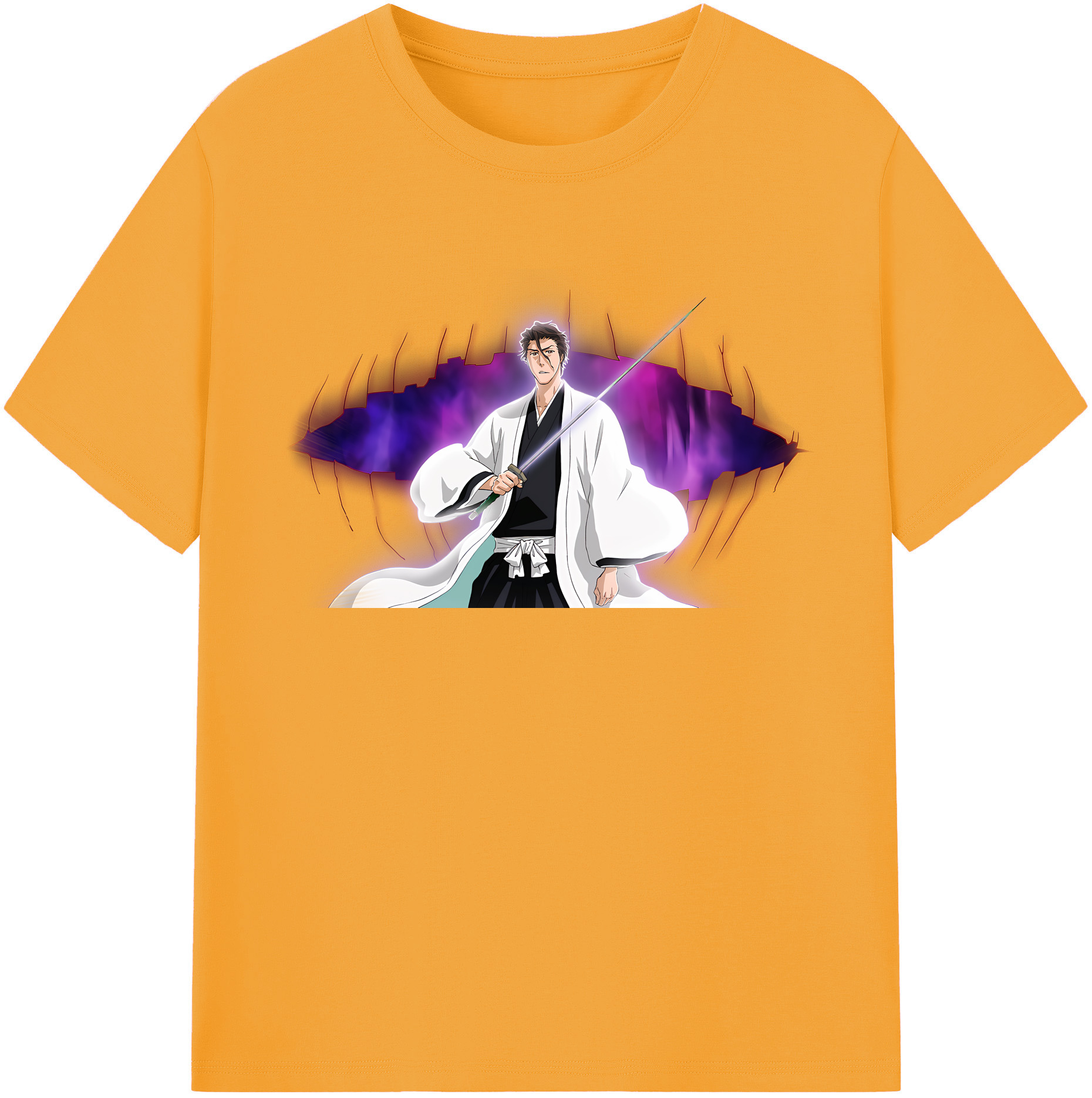 （画像用） ブリーチ 藍染 惣右介（あいぜん そうすけ） BLEACH Aizen Sousuke 綿100％半袖Tシャツ（フロントプリント）