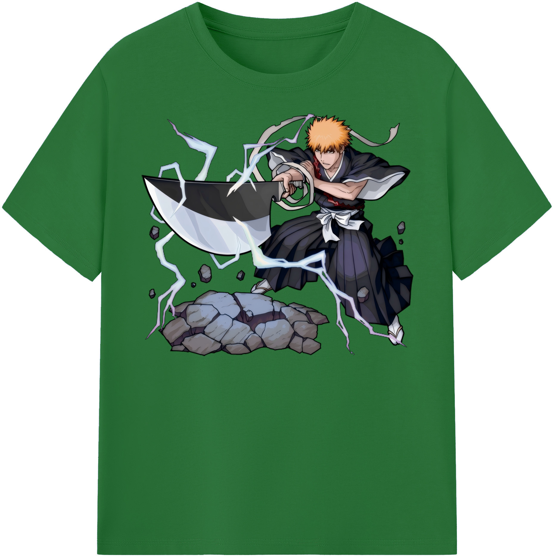 （画像用） ブリーチ 黒崎一護（くろさき いちご）BLEACH Kurosaki Ichigo 綿100％半袖Tシャツ（フロントプリント）