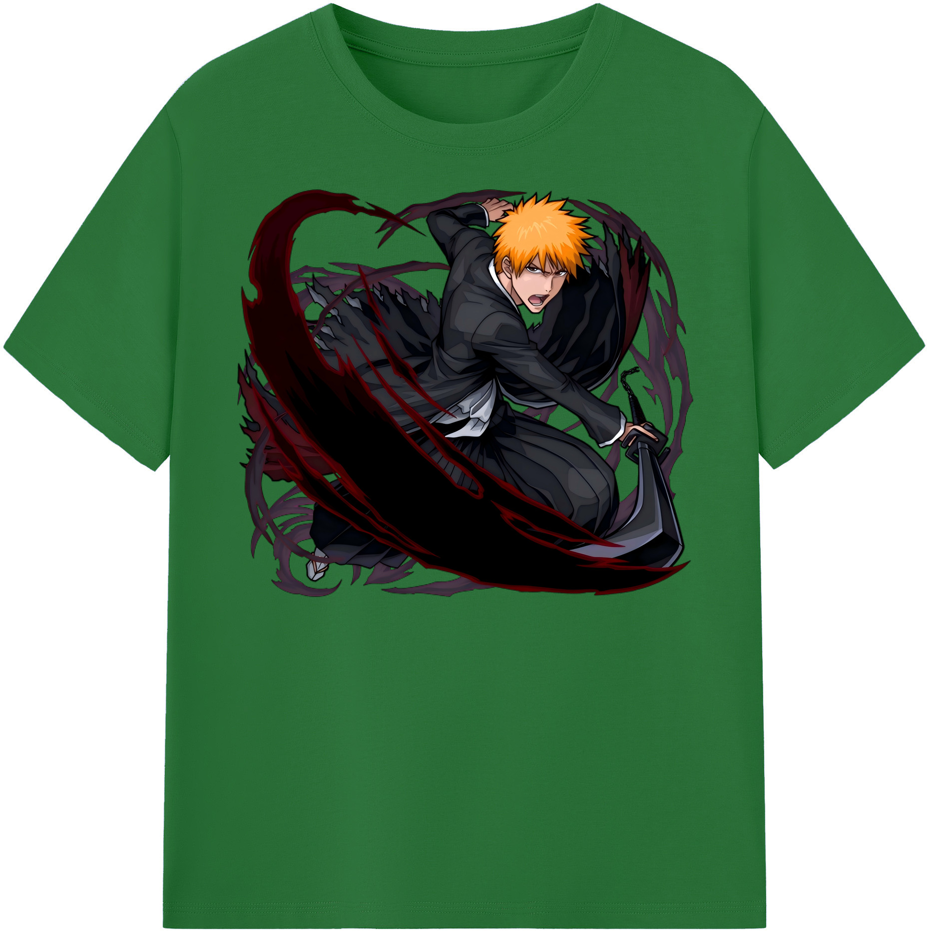 （画像用） ブリーチ 黒崎一護（くろさき いちご）BLEACH Kurosaki Ichigo 綿100％半袖Tシャツ（フロントプリント）