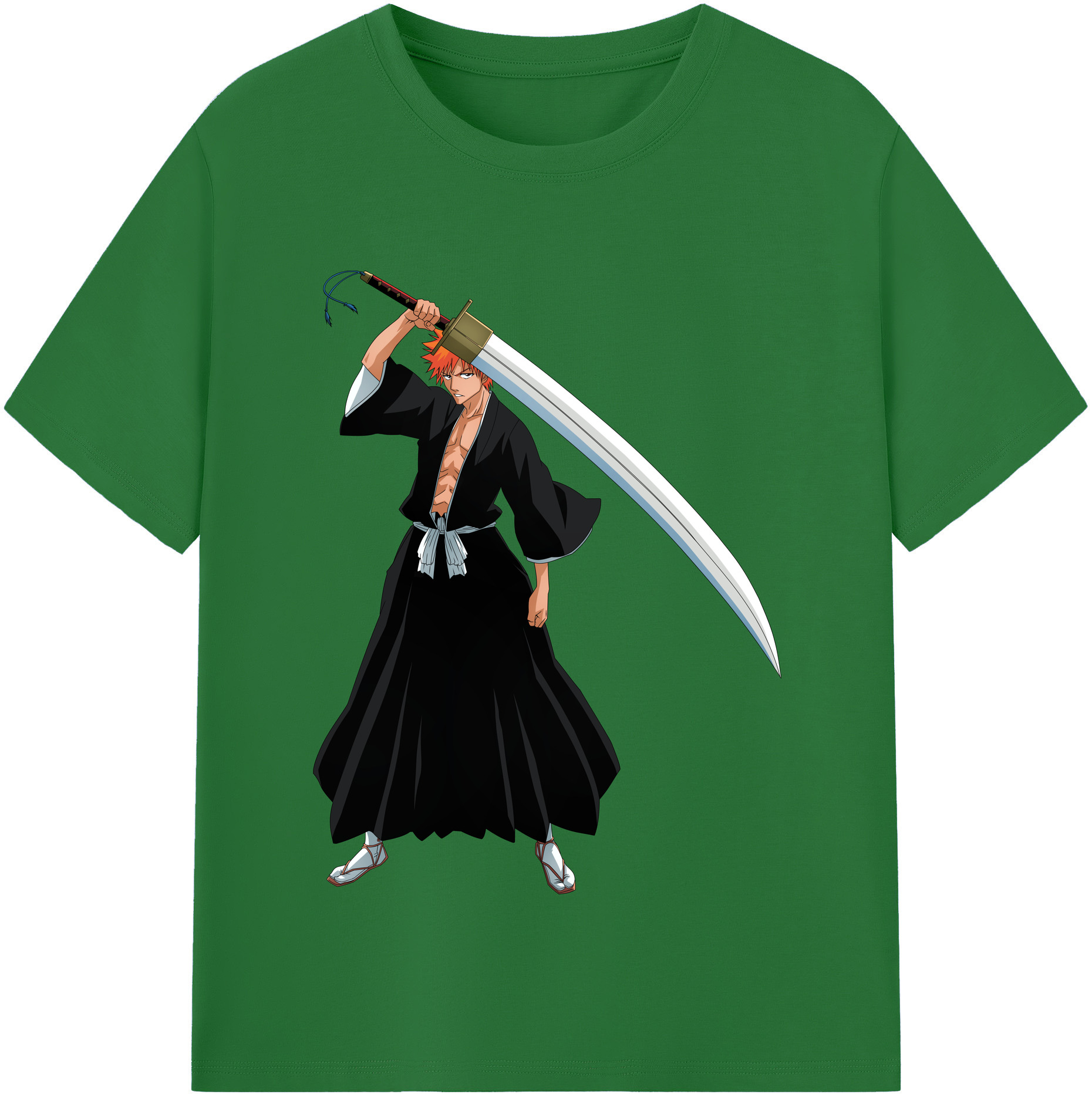 （画像用） ブリーチ 黒崎一護（くろさき いちご）BLEACH Kurosaki Ichigo 綿100％半袖Tシャツ（フロントプリント）