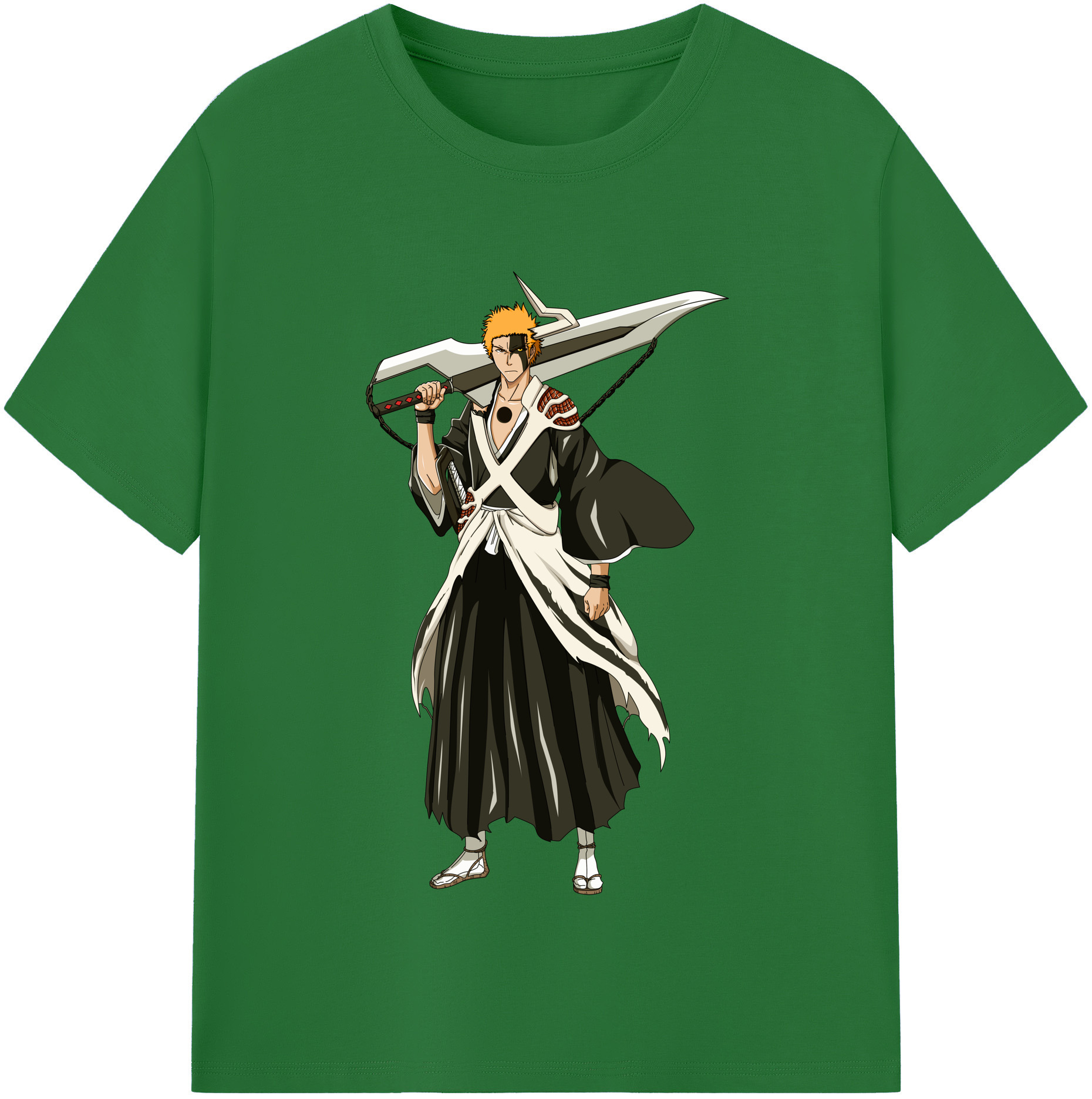 （画像用） ブリーチ 黒崎一護（くろさき いちご）BLEACH Kurosaki Ichigo 綿100％半袖Tシャツ（フロントプリント）