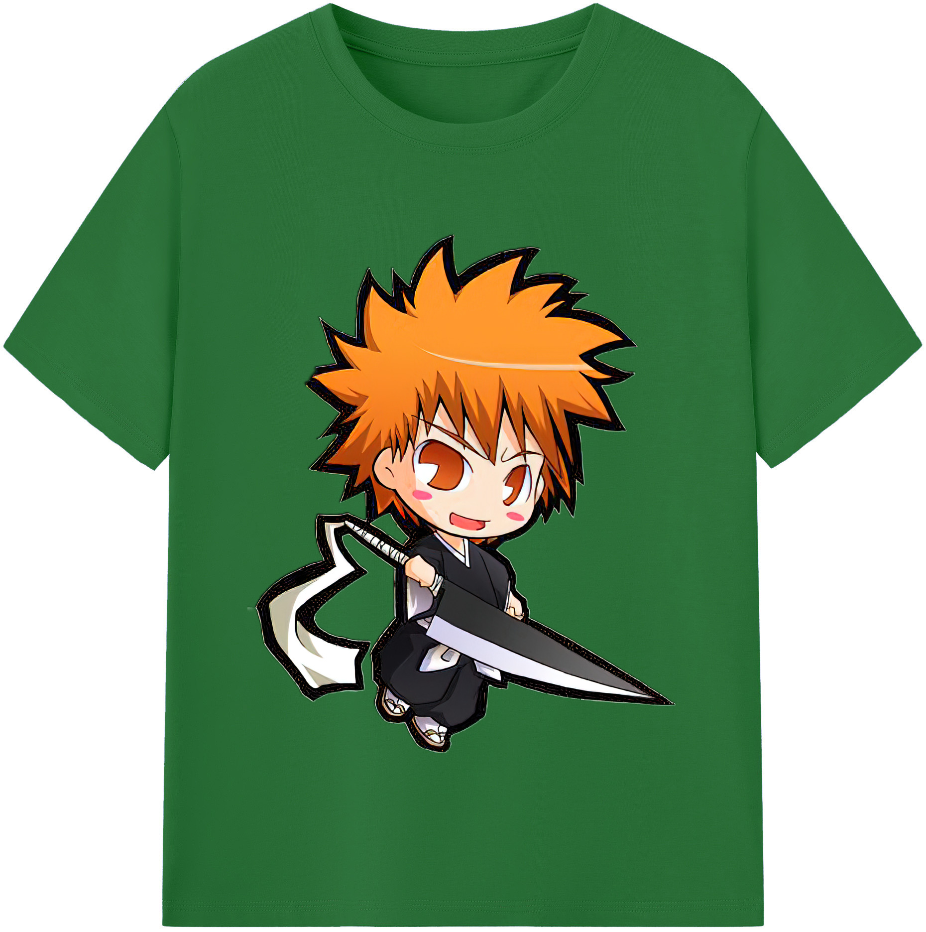 （画像用） ブリーチ 黒崎一護（くろさき いちご）BLEACH Kurosaki Ichigo 綿100％半袖Tシャツ（フロントプリント）
