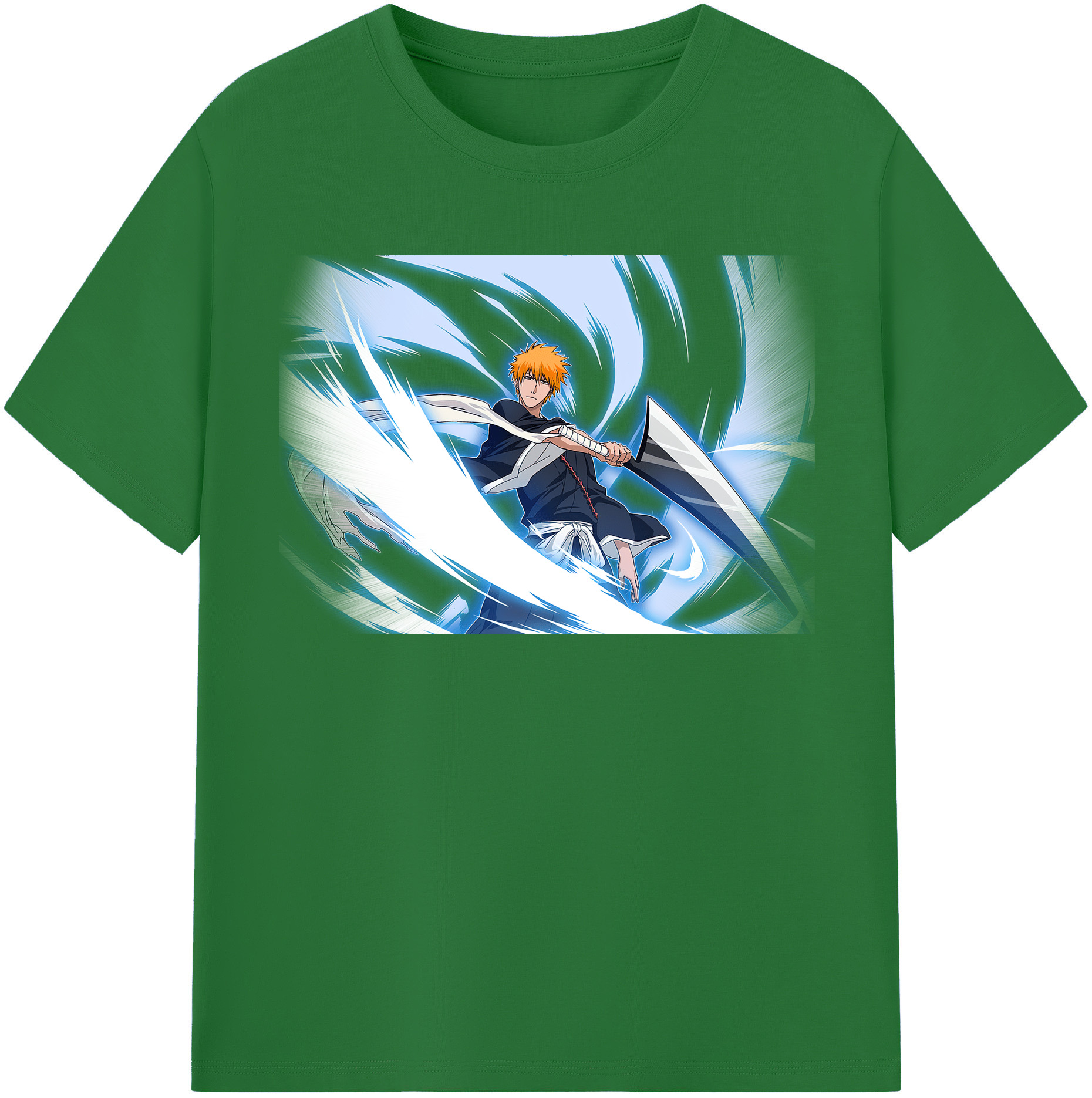 （画像用） ブリーチ 黒崎一護（くろさき いちご）BLEACH Kurosaki Ichigo 綿100％半袖Tシャツ（フロントプリント）