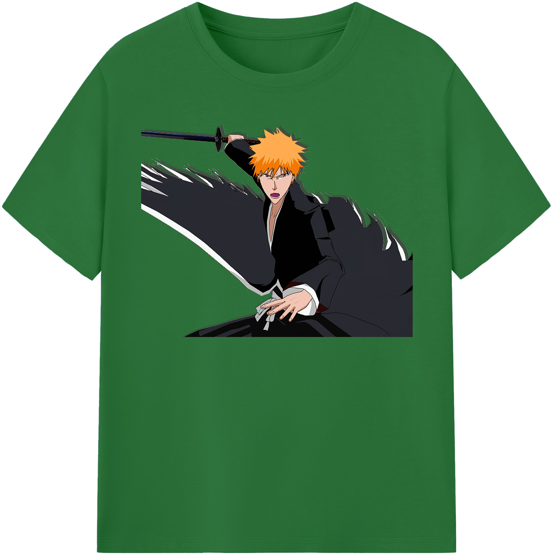（画像用） ブリーチ 黒崎一護（くろさき いちご）BLEACH Kurosaki Ichigo 綿100％半袖Tシャツ（フロントプリント）