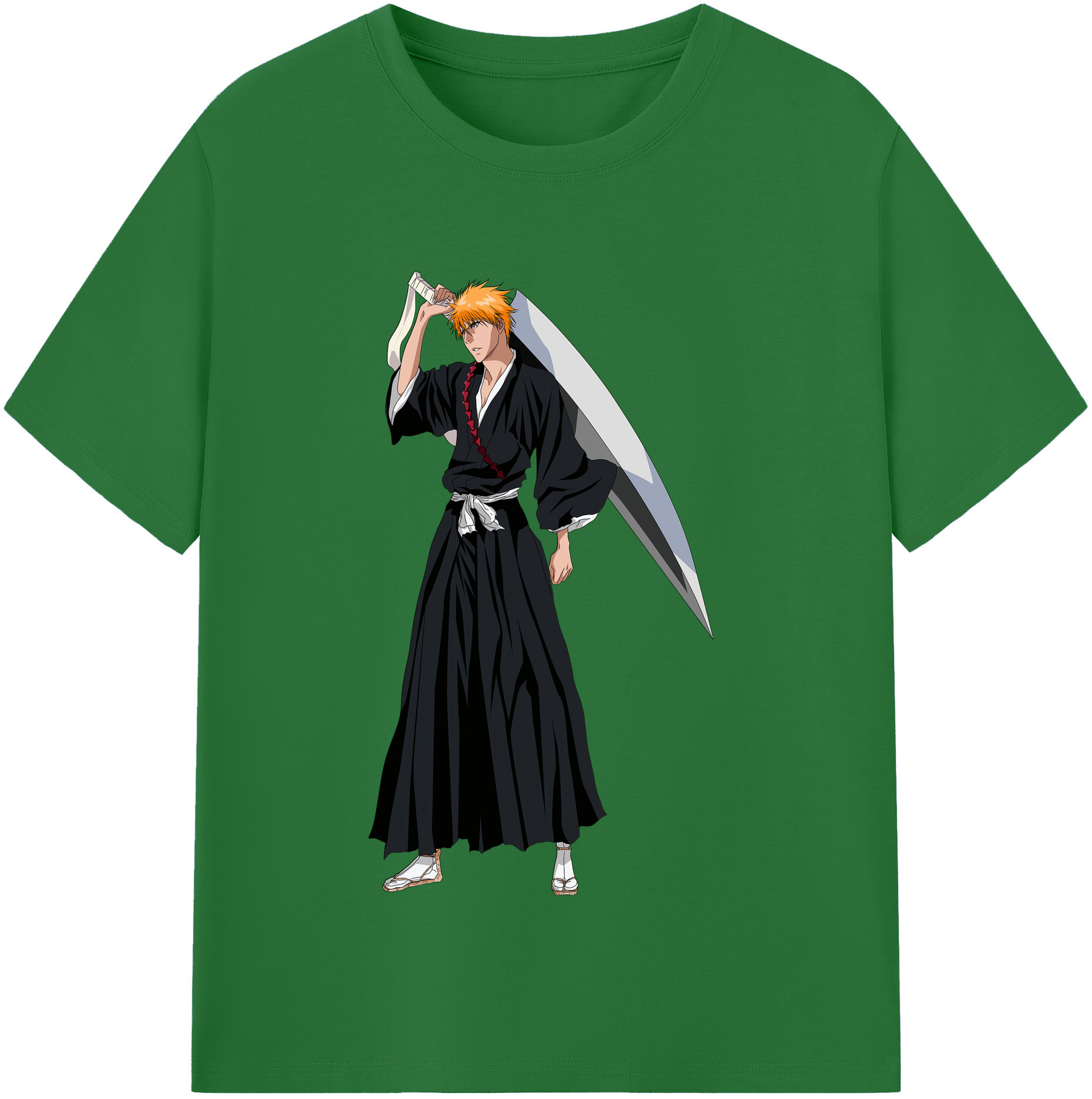 （画像用） ブリーチ 黒崎一護（くろさき いちご）BLEACH Kurosaki Ichigo 綿100％半袖Tシャツ（フロントプリント）