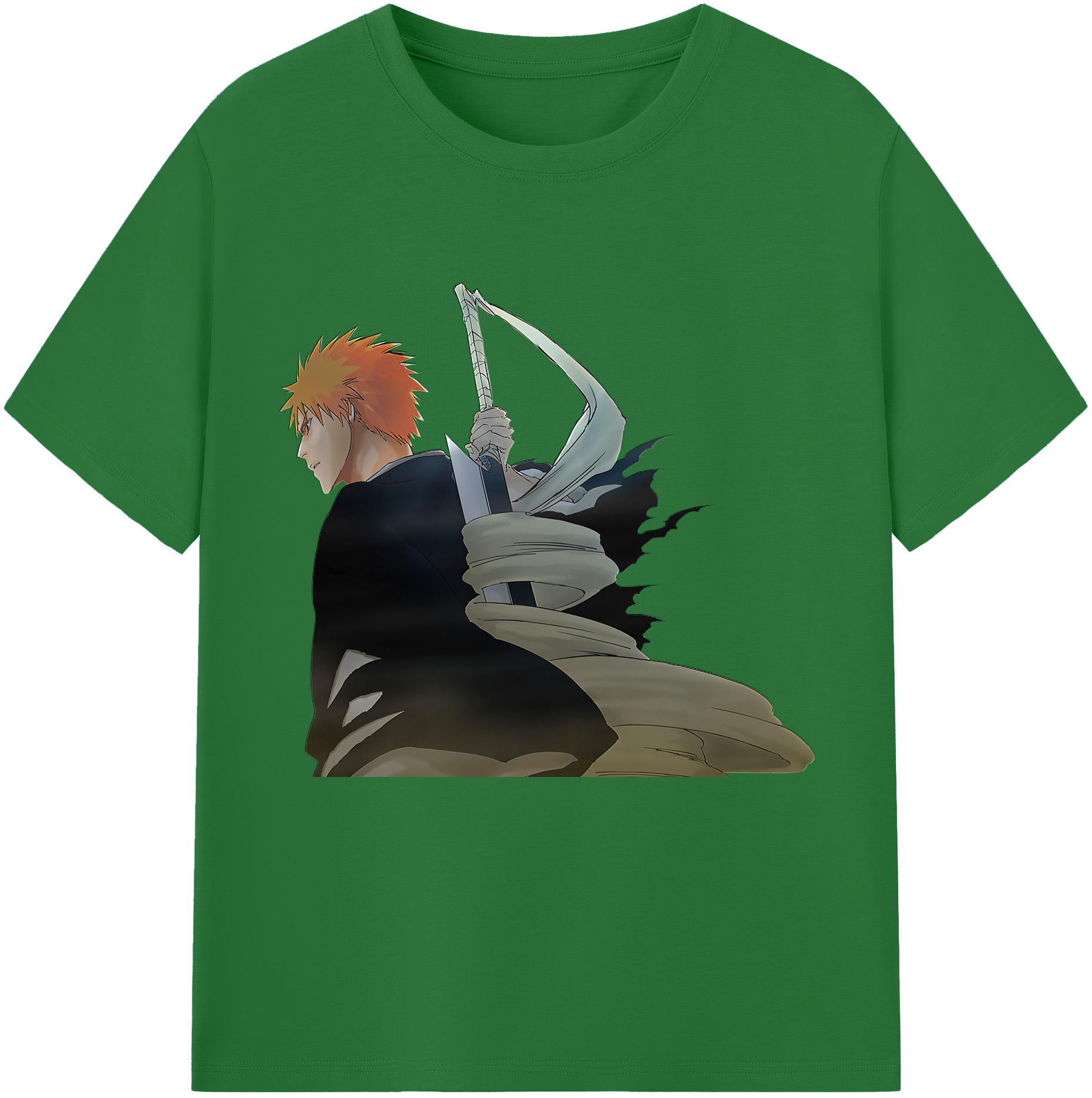 （画像用） ブリーチ 黒崎一護（くろさき いちご）BLEACH Kurosaki Ichigo 綿100％半袖Tシャツ（フロントプリント）