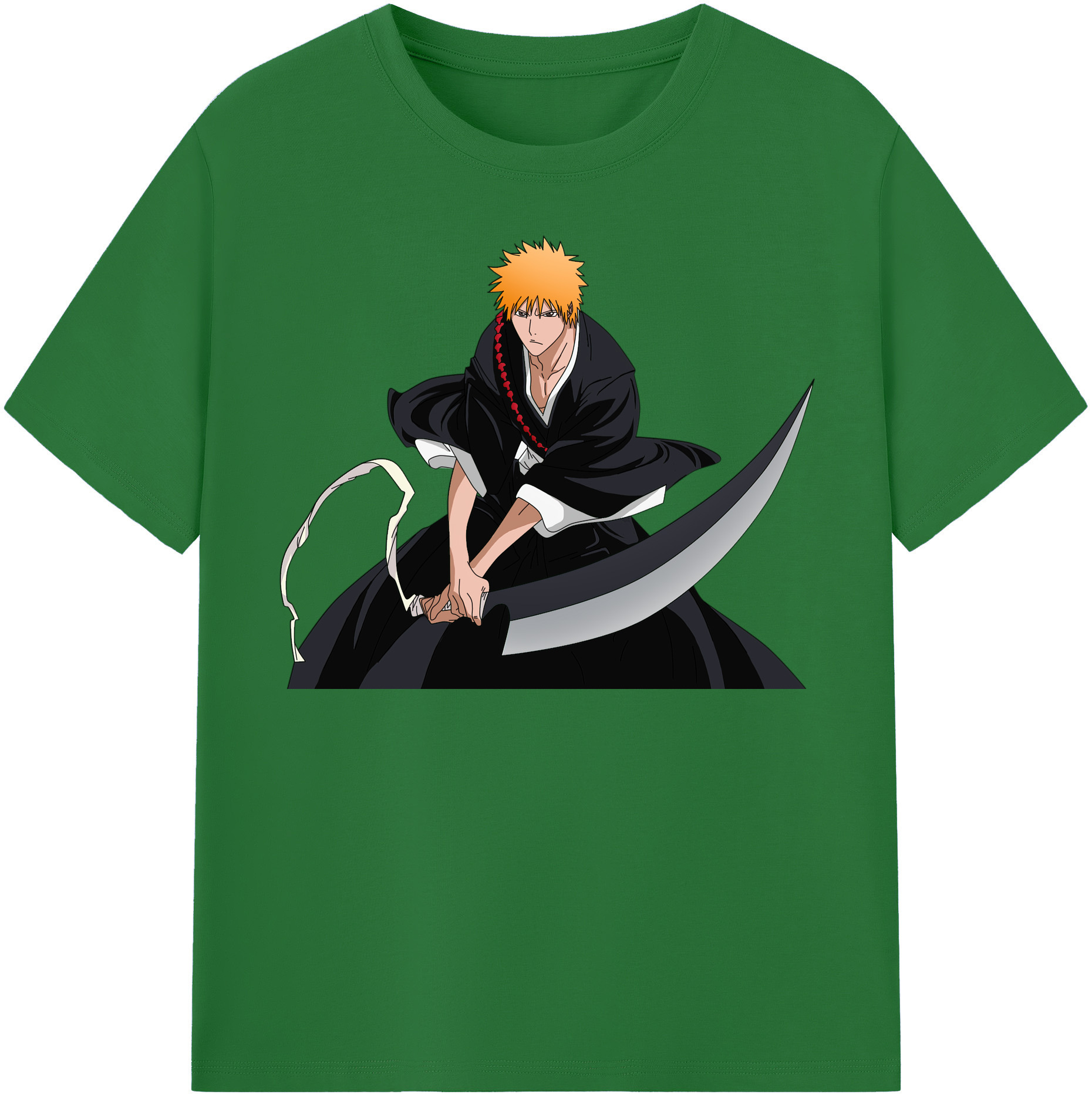 （画像用） ブリーチ 黒崎一護（くろさき いちご）BLEACH Kurosaki Ichigo 綿100％半袖Tシャツ（フロントプリント）